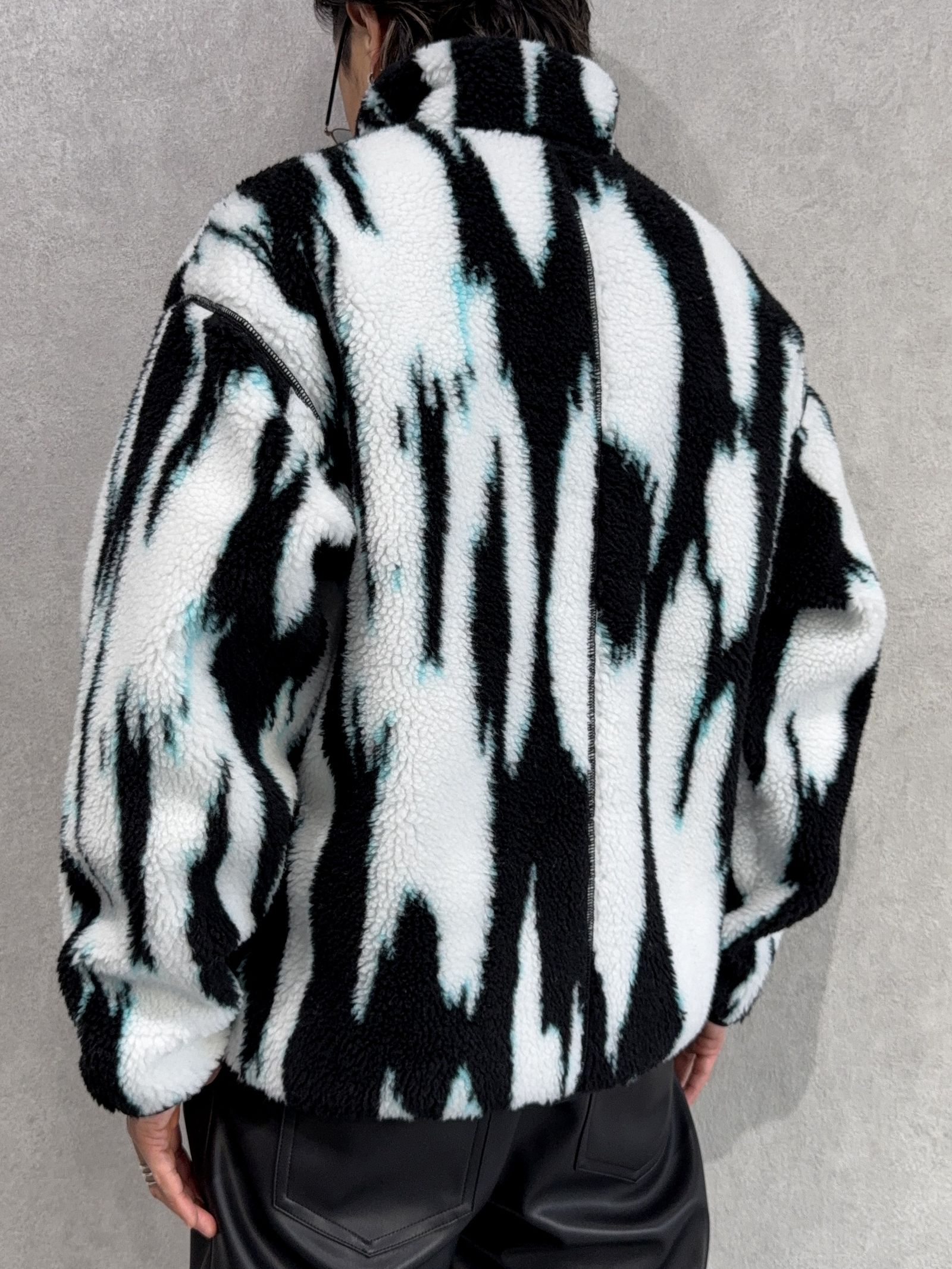 ジャカードシェルパジャケット / ボアジャケット / 4RD219G / UB1(ブラック×ホワイト×サックスブルー)