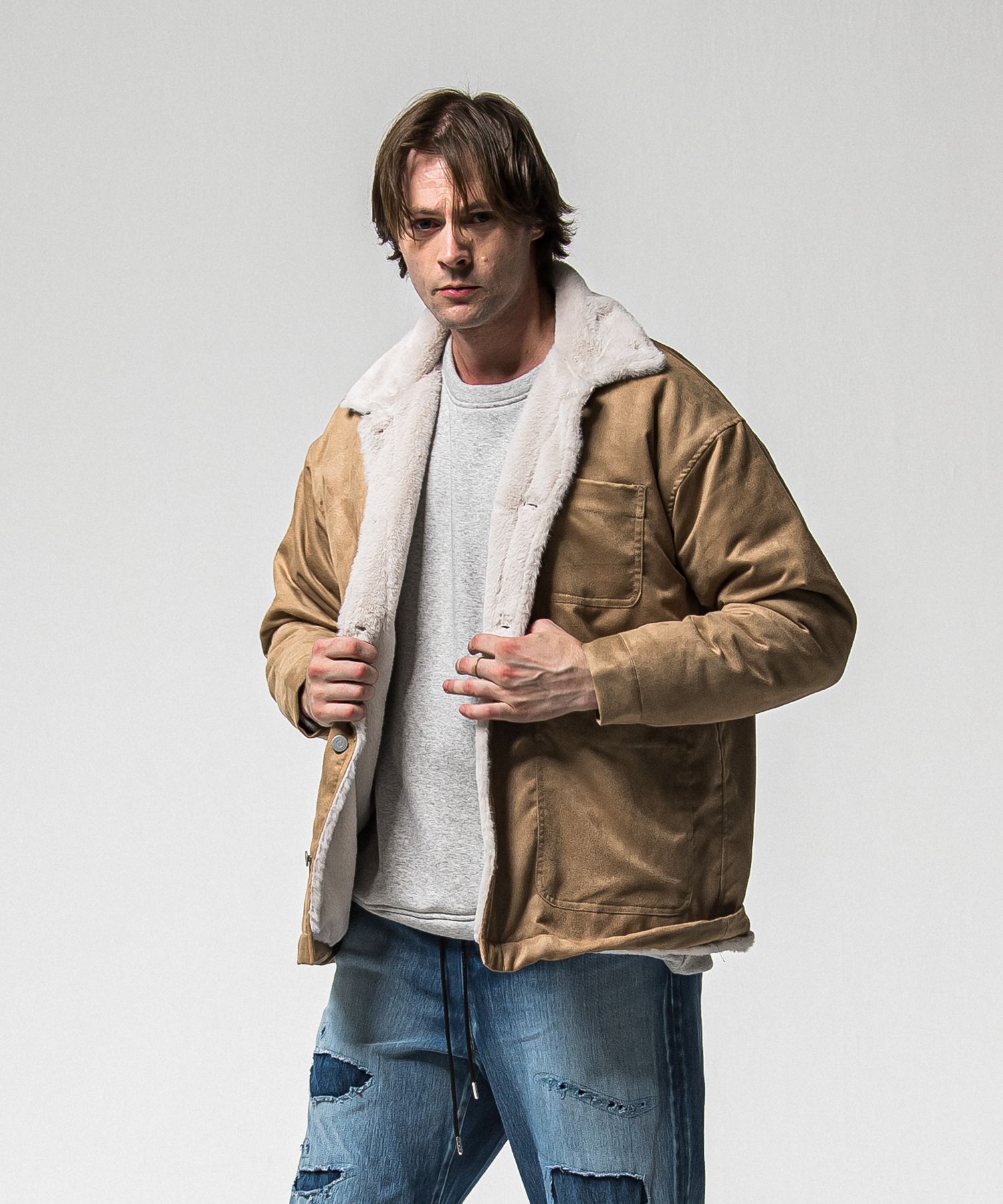 SUEDE FUR CAVER ALL / RC38-JK-003 / スエードファーカバーオール / ブラウン (11月中旬入荷予定)