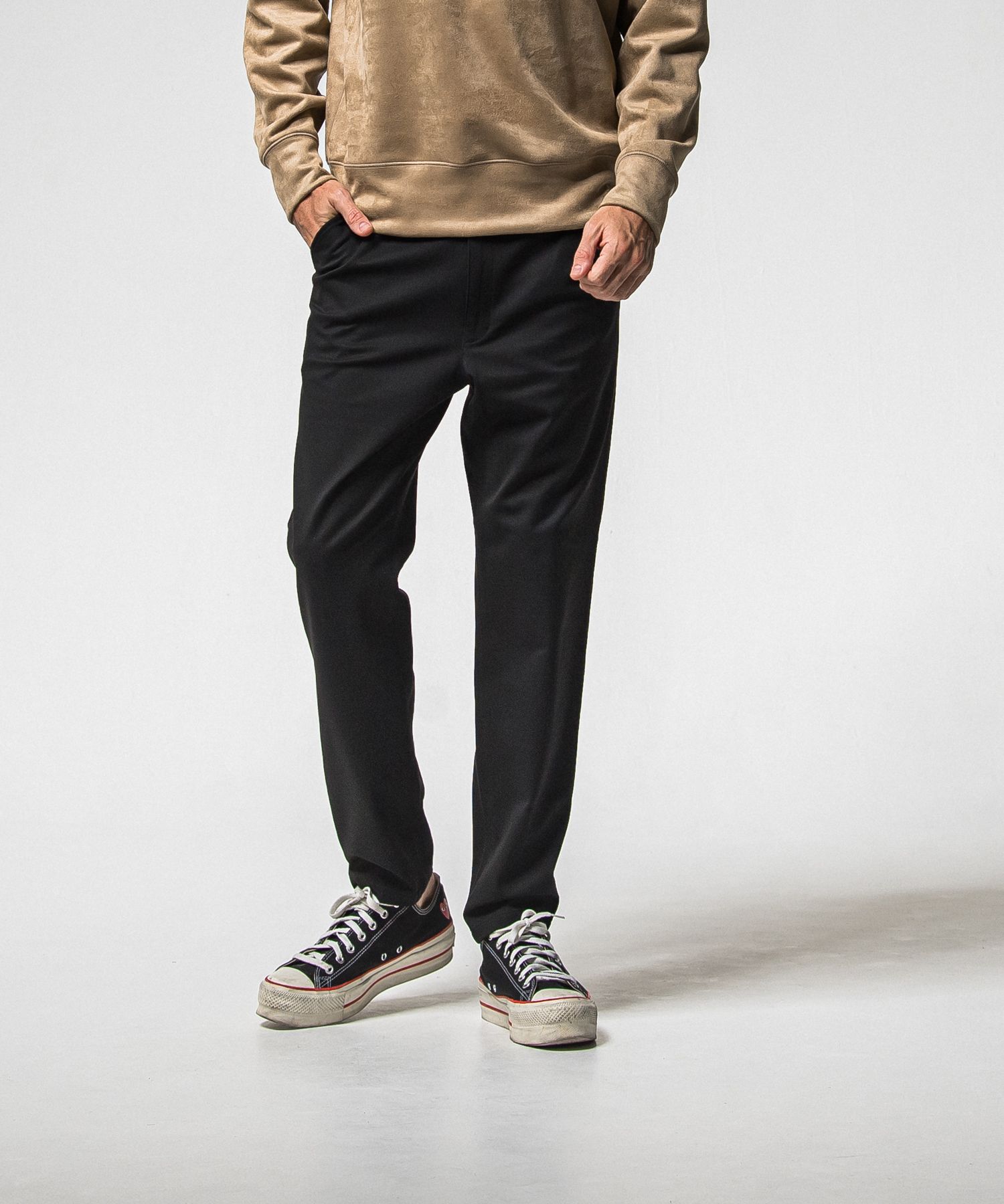 PAT WIDE EASY PANTS / RC38-ST-036BN / ワイドテーパードパンツ / ブラック (1月上旬入荷予定)