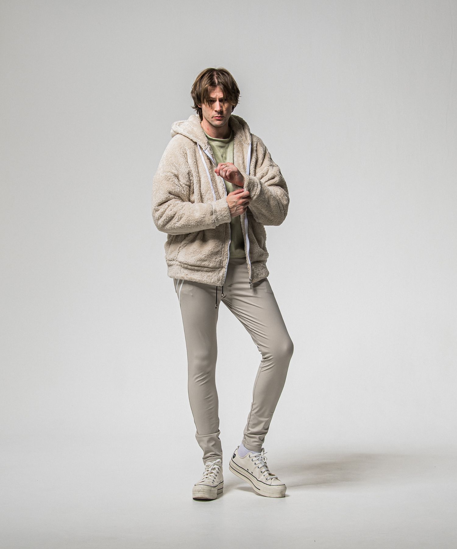 BOA ZIP LOOSE HOODIE / RC38-C-007 / ボアジップパーカー / ブラウン (11月中旬入荷予定)