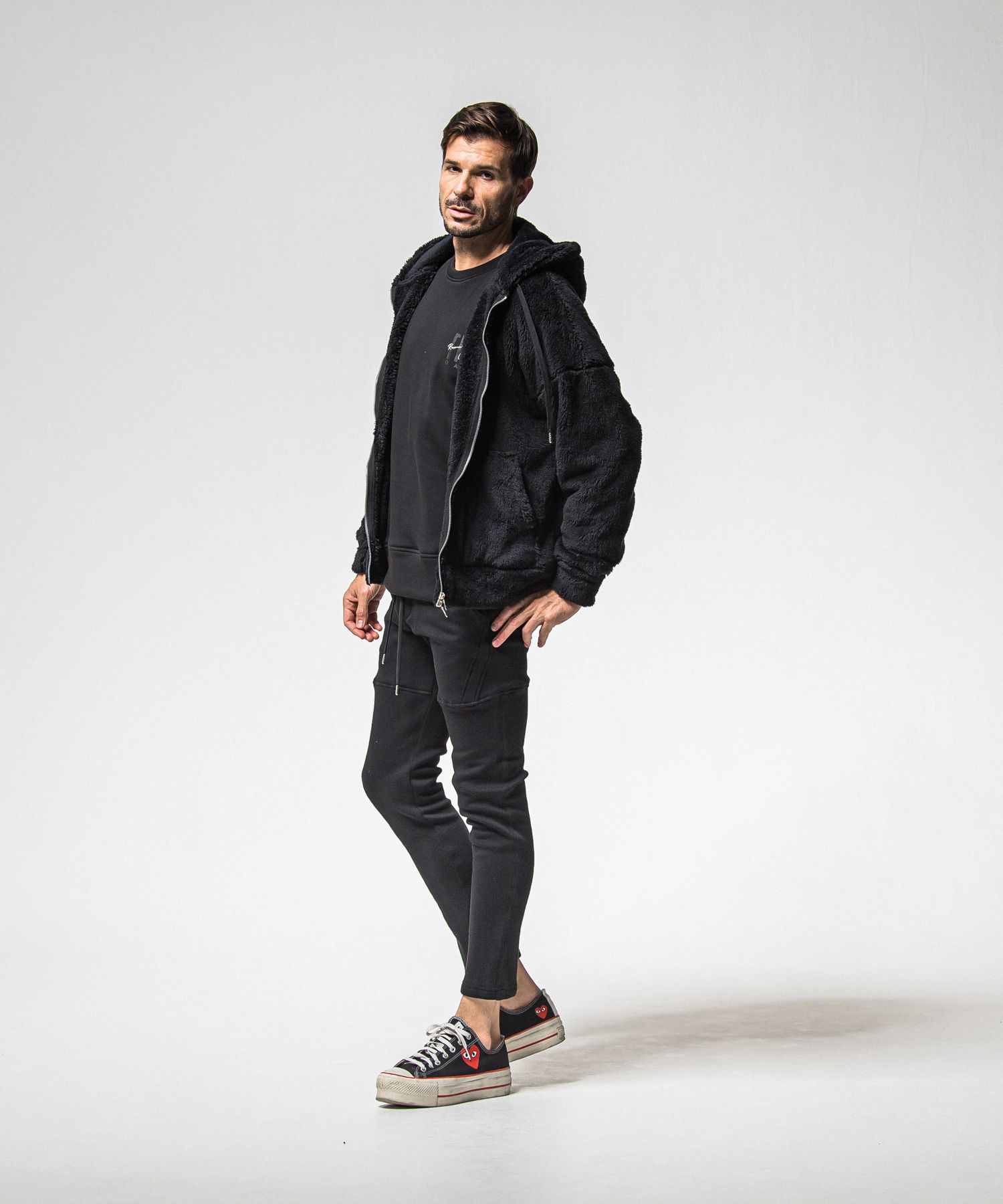 VELOURS FLEECE TYLER PANTS / RC38-ST-026H / 裏起毛スウェットラインパンツ / ブラック (11月中旬入荷予定)
