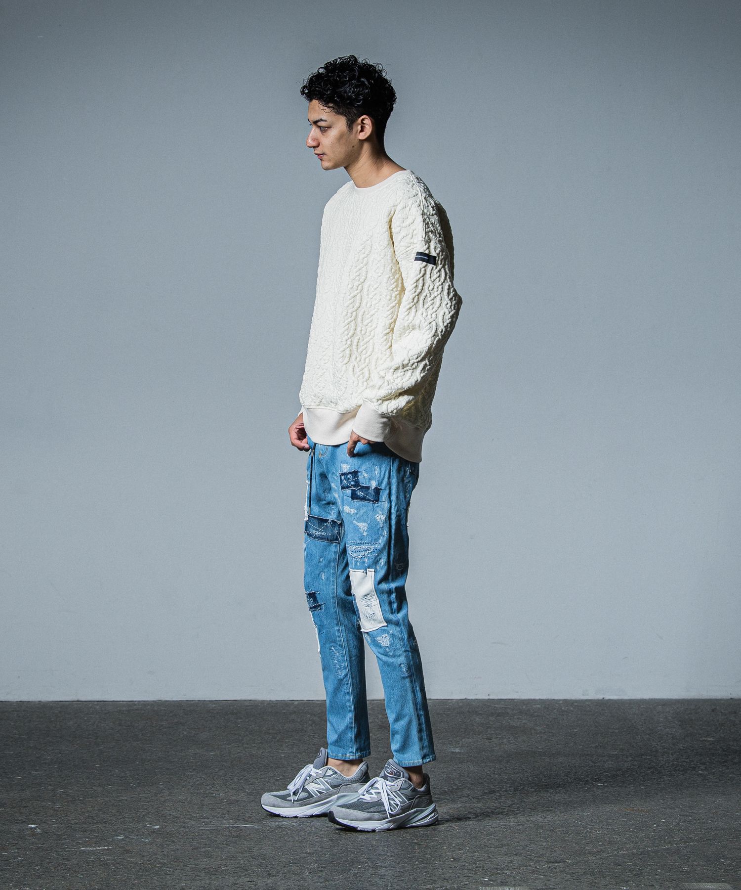 MICK DENIM JERSEY / RC33-ST-020 / デニムジャージテーパードパンツ / ライトインディゴリメイク