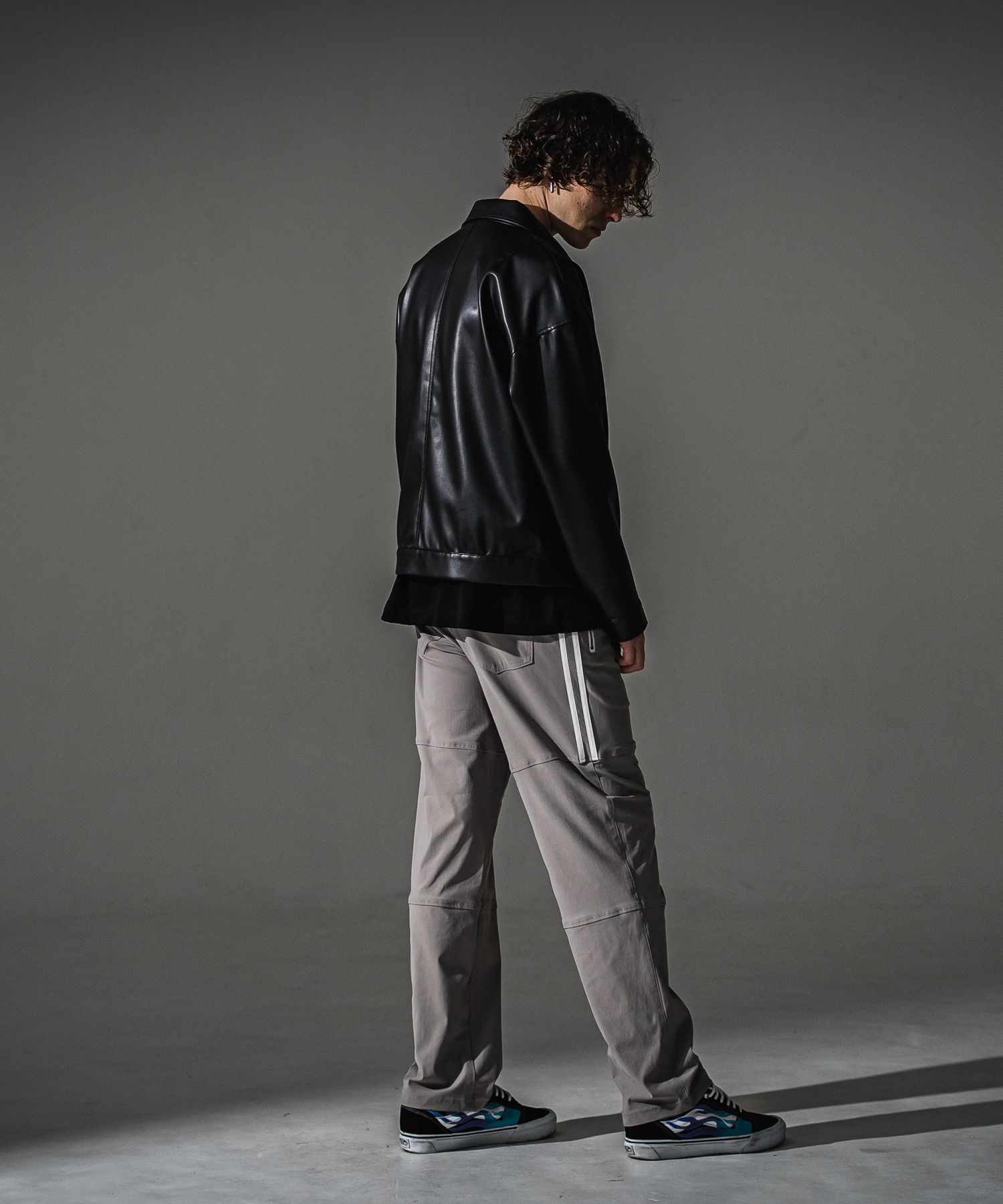 JOHNSON LINE WIDE PT / BASIC-ST-009WT / ジョンソンラインセミワイドタックパンツ / グレー×ホワイト (7月下旬入荷予定)