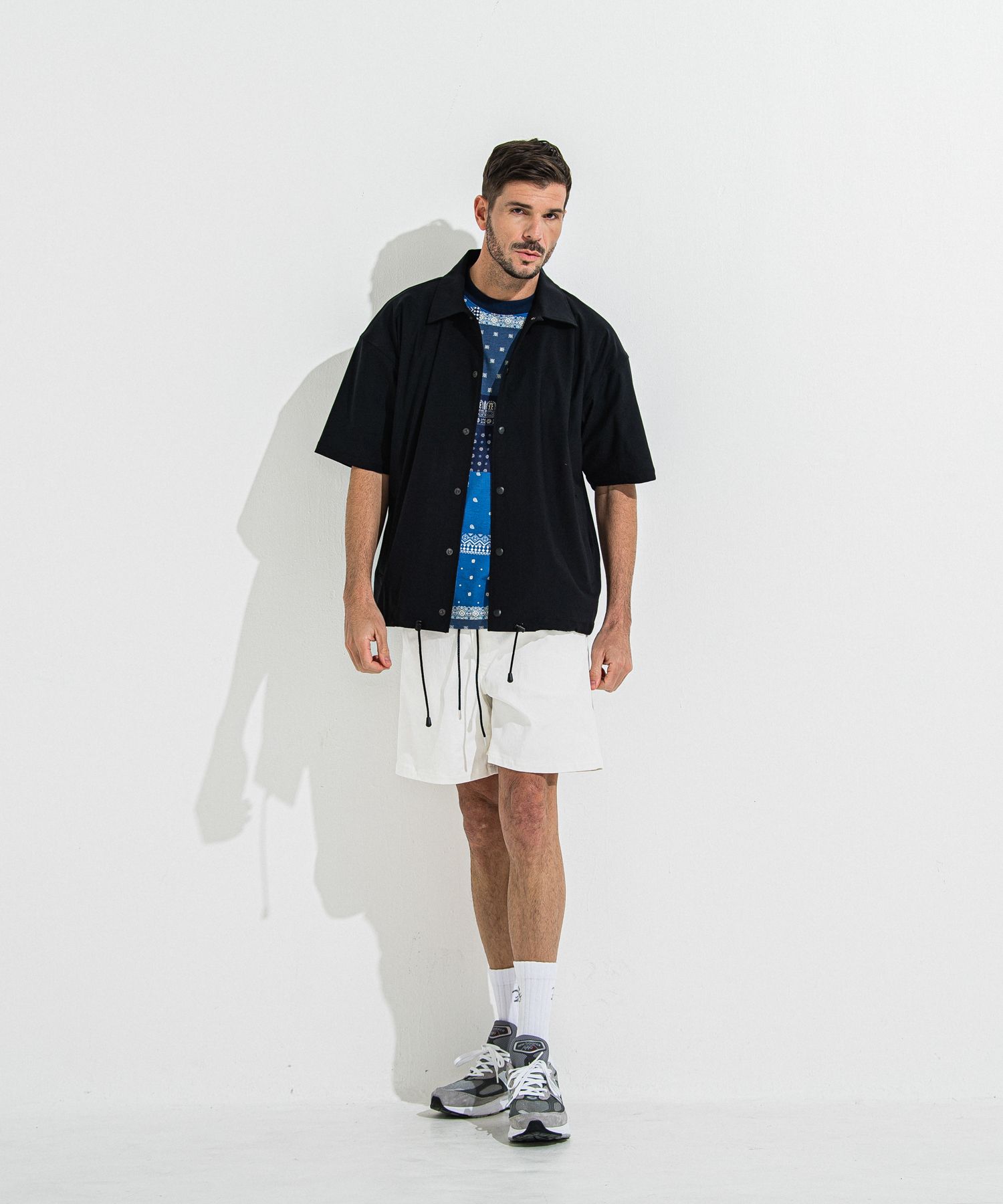 NYLON HALF COACH JACKET / RC36-C-002 / 半袖ナイロンコーチジャケット / ブラック