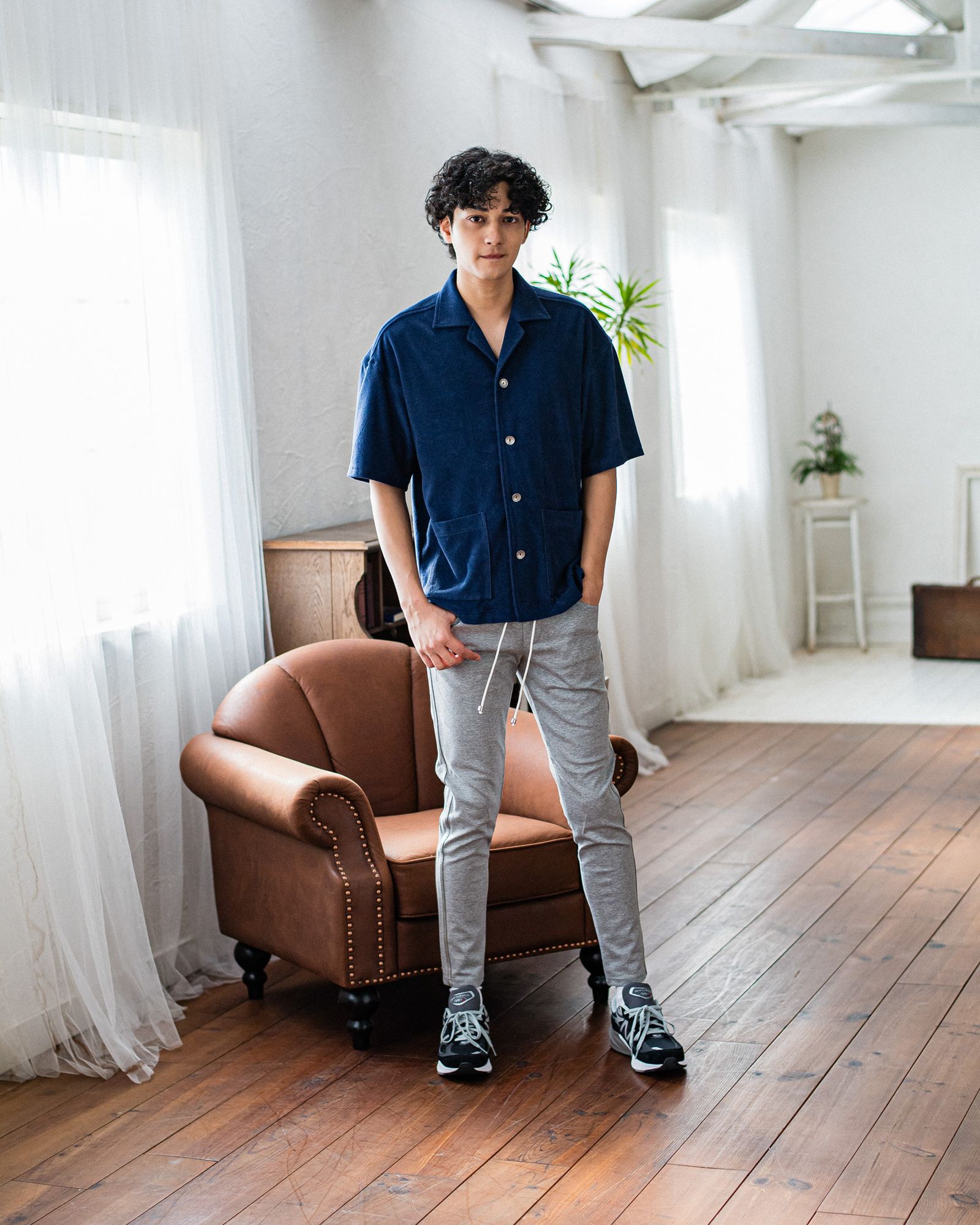 PILE BEACH SHIRTS / RC32-SH-002 / パイル半袖シャツ / ネイビー