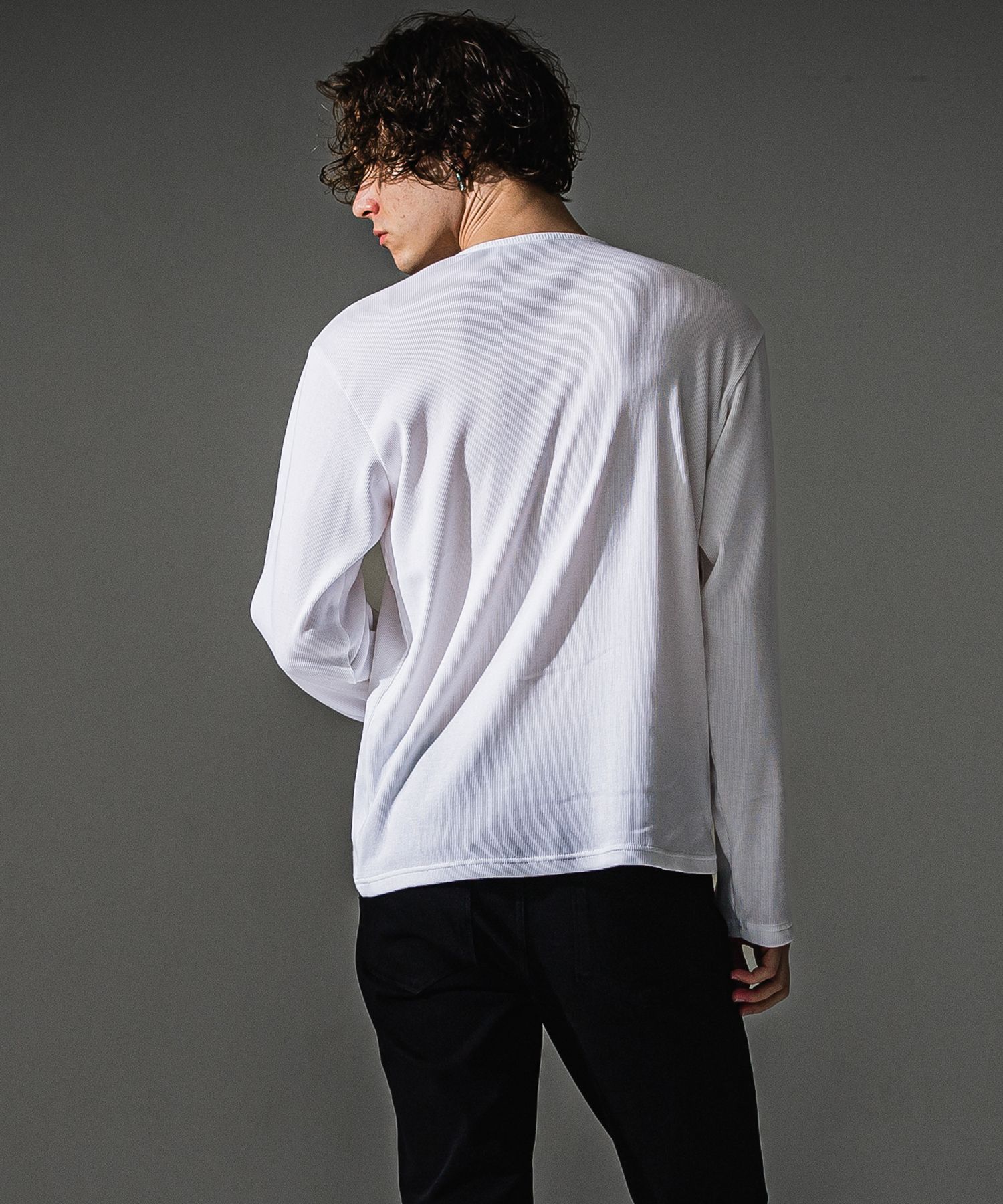 RIB HENRY LONGSLEEVE / RC41-T-005 / リブヘンリーネック長袖Tシャツ / ホワイト (7月中旬入荷予定)