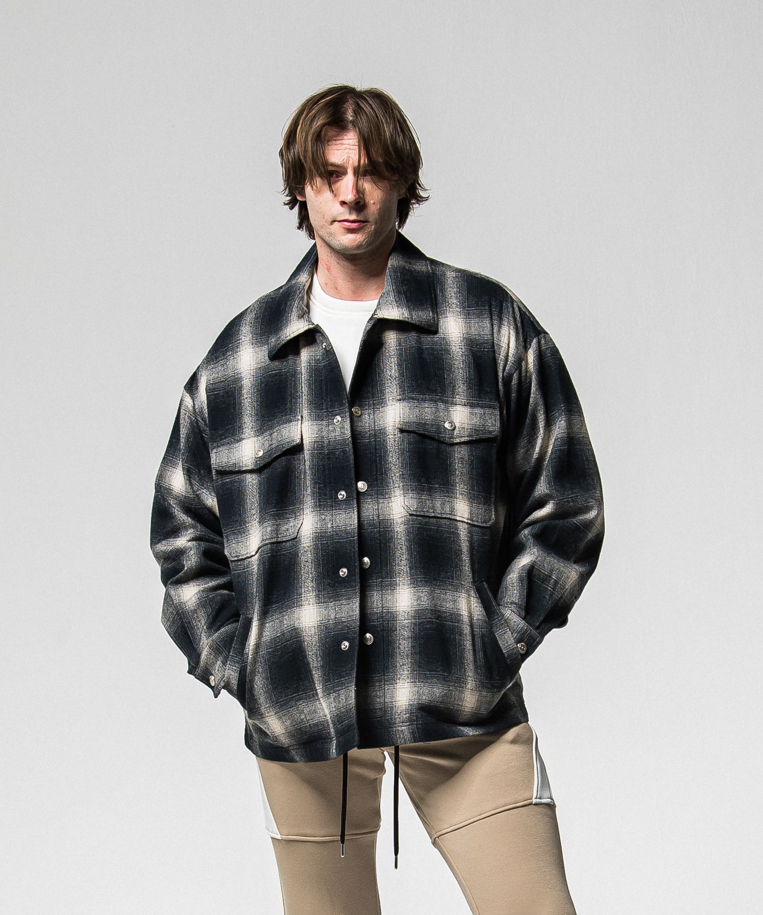 FLANNEL CHECK JK / RC38-JK-007 / フランネルチェックCPOジャケット / ブラック (10月中旬入荷予定)
