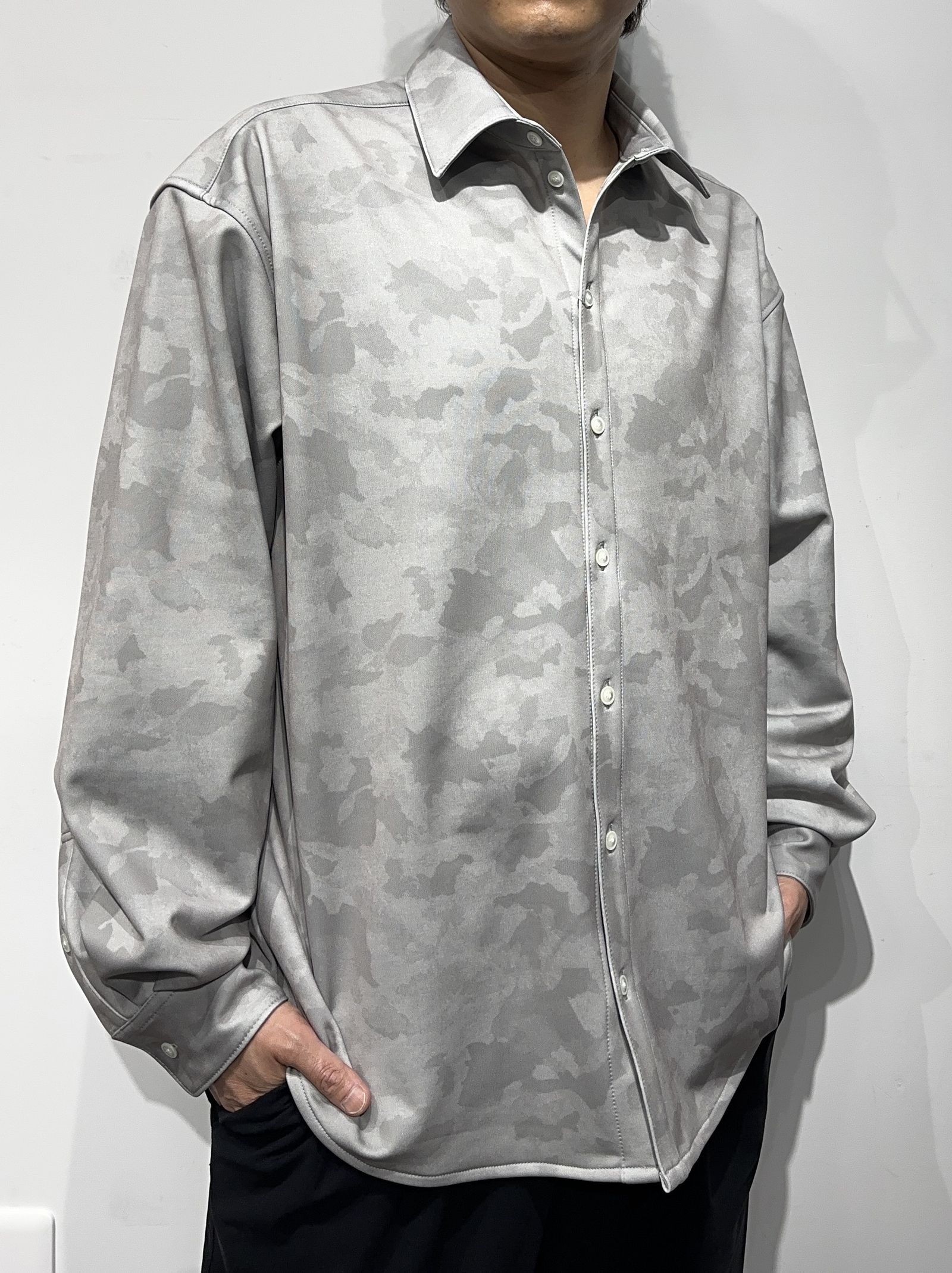 JERSEY JACK SHIRT / RC34-SH-001 / 裏起毛オーバーサイズシャツ / グレーカモフラ