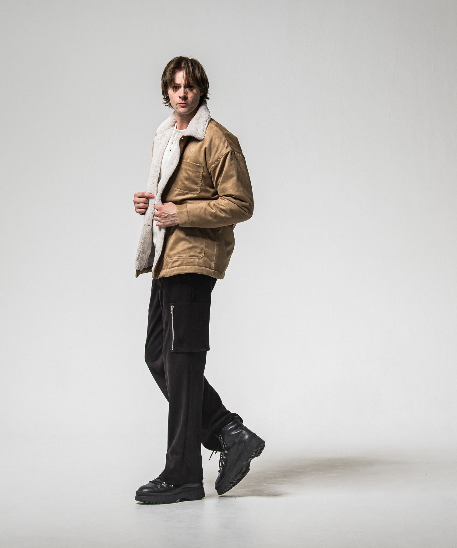 SUEDE FUR CAVER ALL / RC38-JK-003 / スエードファーカバーオール / ブラウン (11月中旬入荷予定)