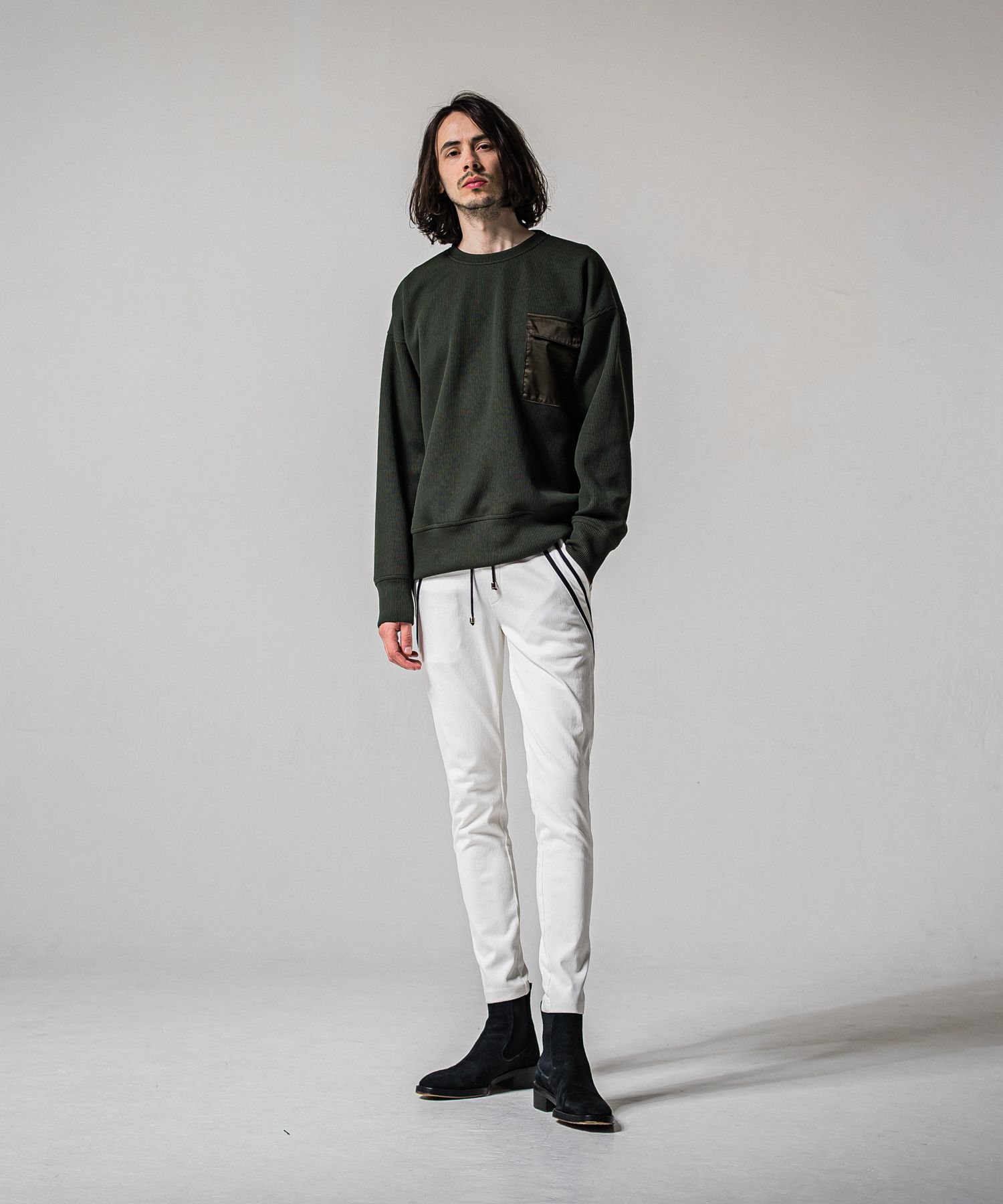 EX DENIM JERSEY EDGE PT / RC39-ST-014D / デニムジャージラインパンツ / ホワイト (2月上旬入荷予定)