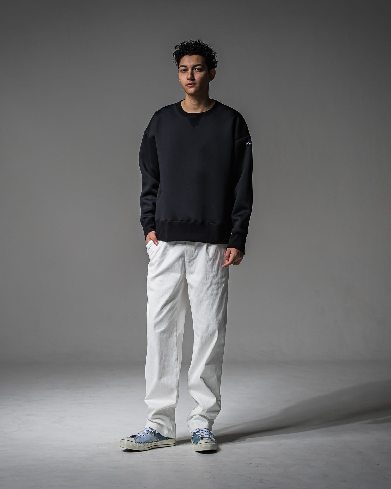 HD DROP TRAINER / RC37-C-004 / ダンボールニット 無地トレーナー / ブラック (9月中旬入荷予定)