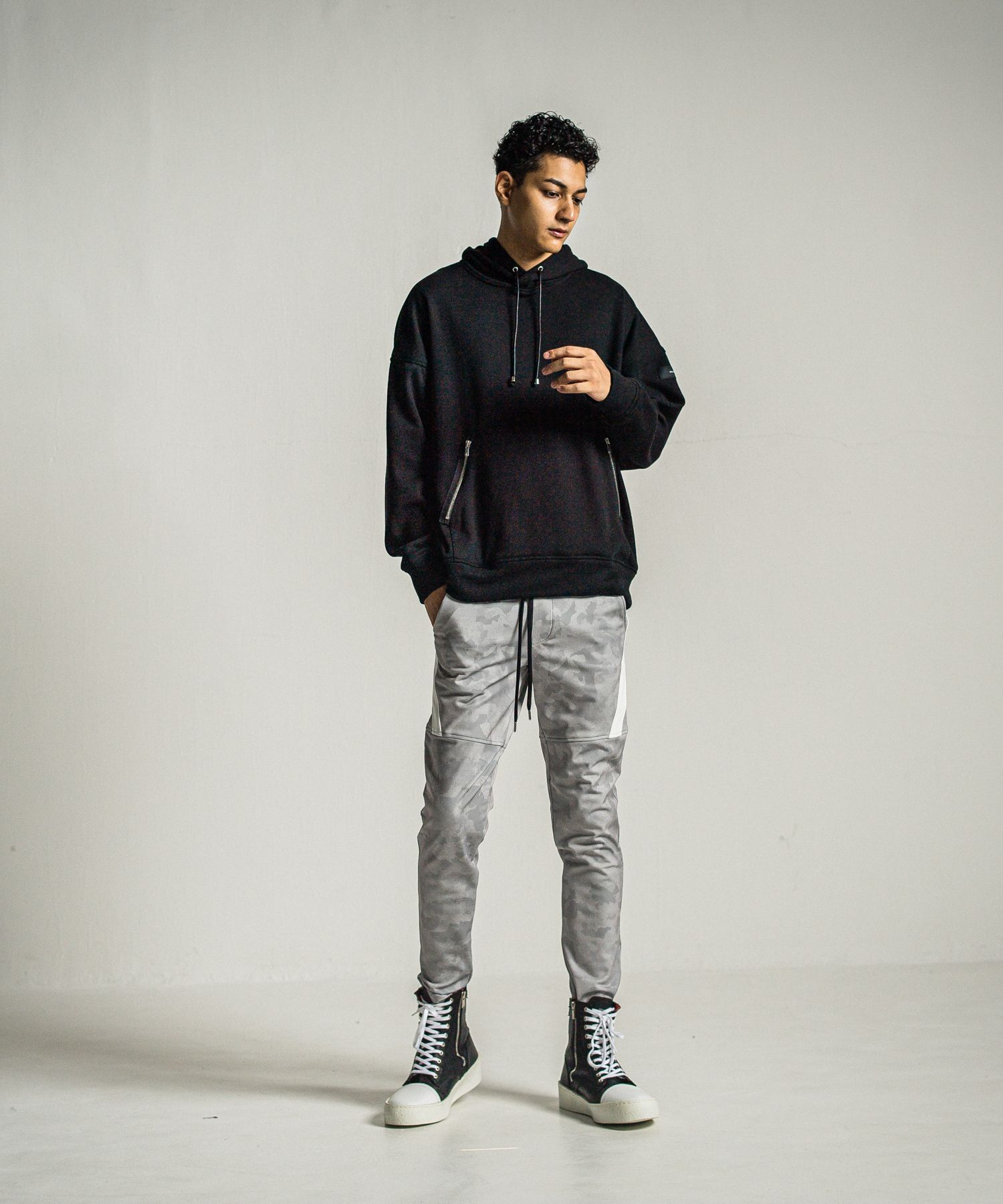 SHAGGY FLEECE THERMAL PULLOVER HOODIE / RC34-C-003 / 裏起毛サーマルパーカー / ブラック