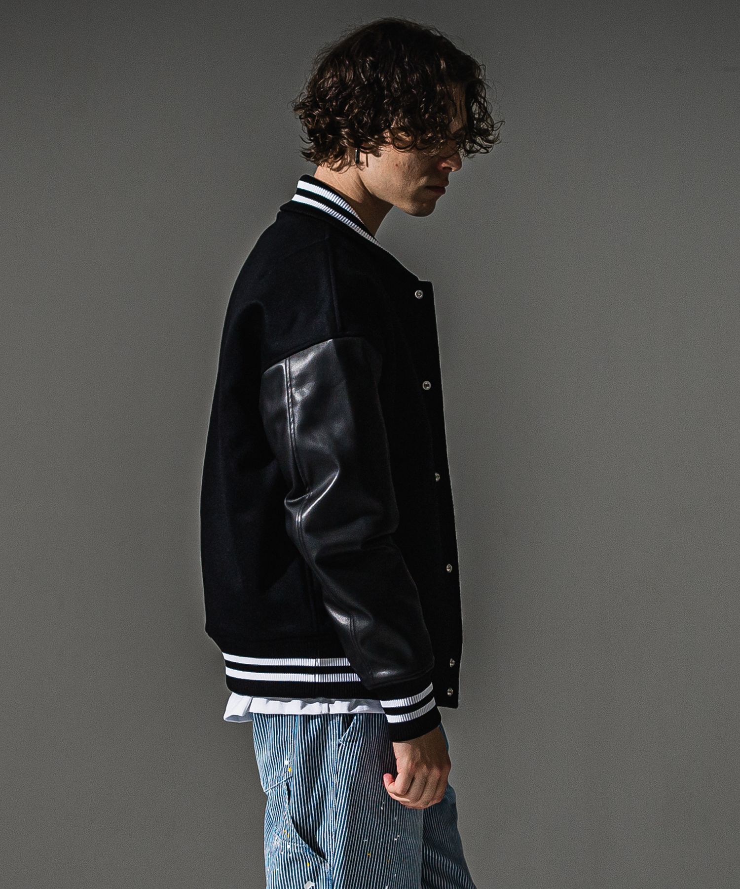 VARSITY JACKET / RC41-JK-008 / スタジャン / ブラック (10月下旬入荷予定)