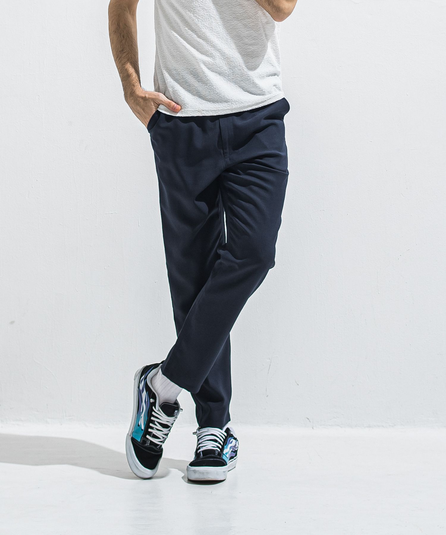 PAT WIDE EASY PANTS / RC40-ST-036BN / ワイドテーパードパンツ / ツイルネイビー (4月中旬入荷予定)