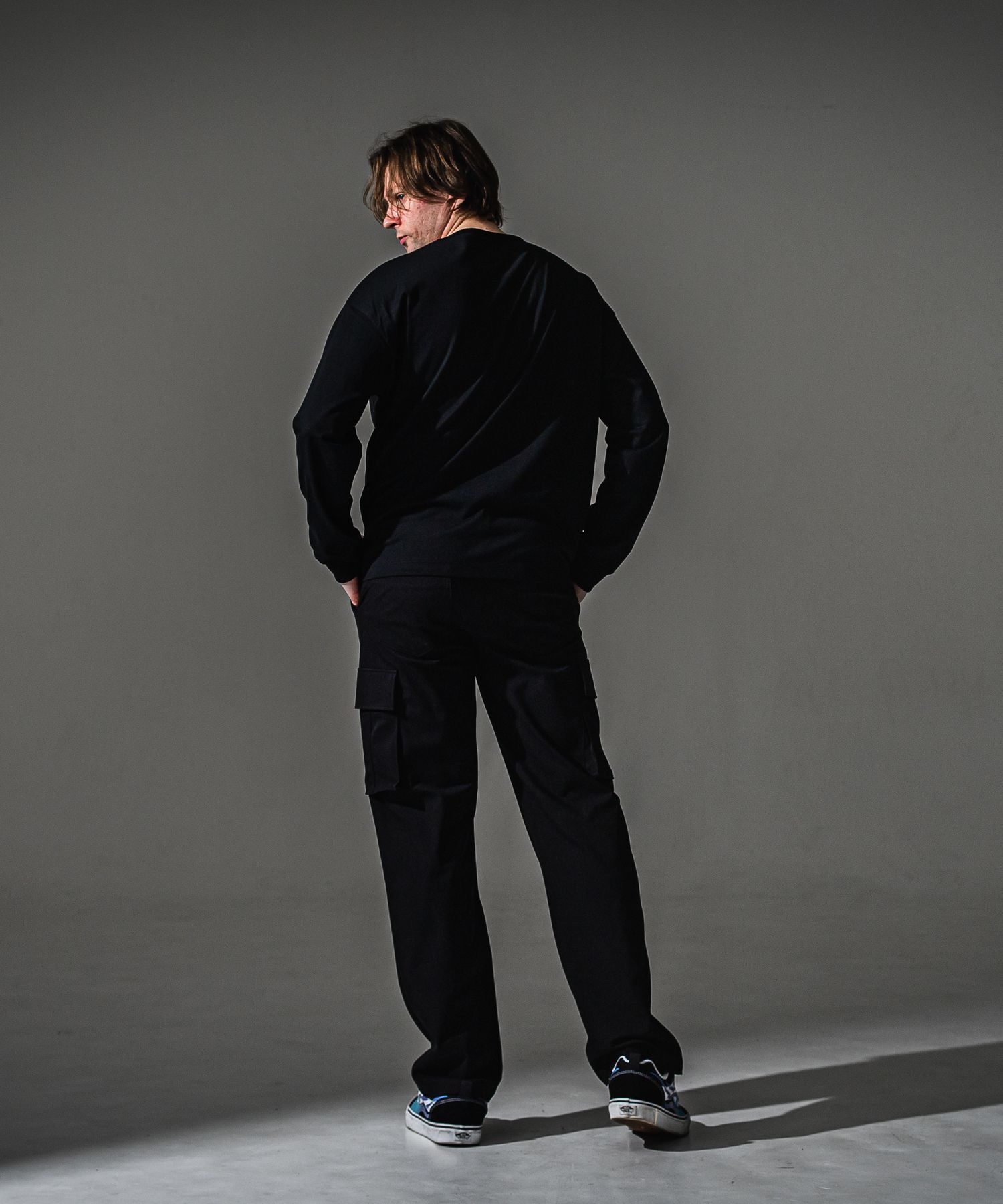 OVER HENRY LONGSLEEVE / RC41-T-004 / オーバーサイズヘンリーネック長袖Tシャツ / ブラック (7月中旬入荷予定)