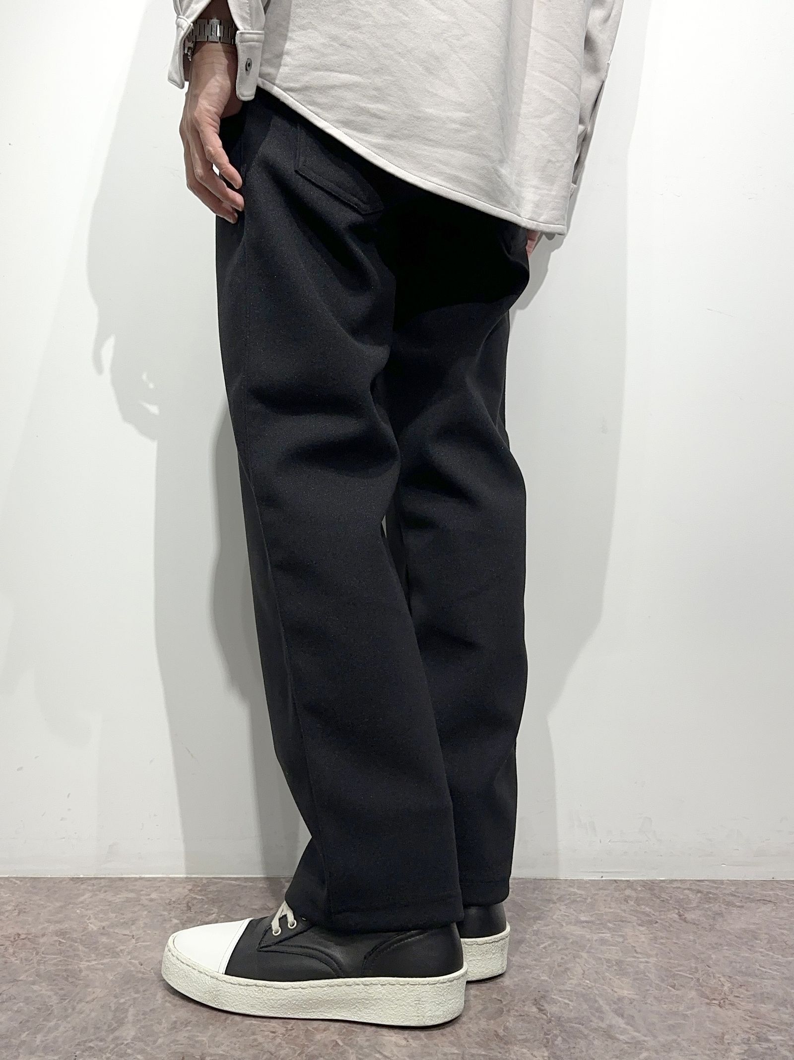 MELTON WIDE TUCK PANTS / RC34-ST-016WT / メルトンワイドタックパンツ / ブラック