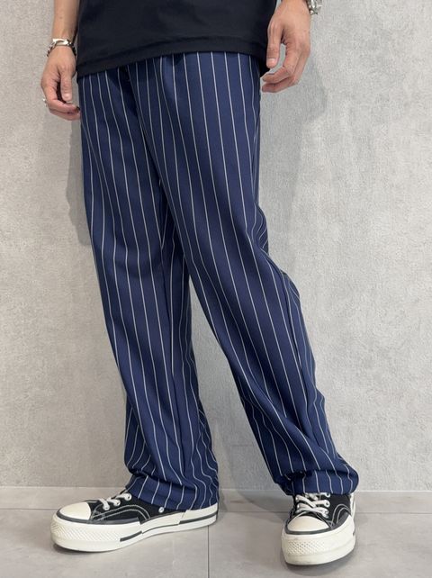CHRIS EASY WIDE TUCK PANTS / RC35-ST-016WT / ワイドタックパンツ / ネイビーストライプ