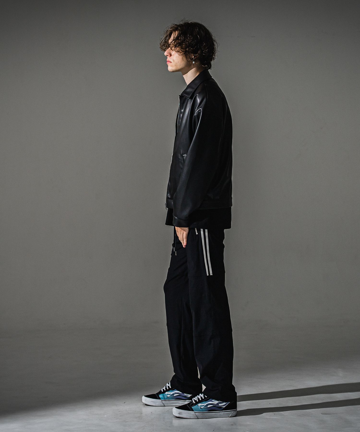 JOHNSON LINE WIDE PT / BASIC-ST-009WT / ジョンソンラインセミワイドタックパンツ / ブラック×ホワイト (7月下旬入荷予定)