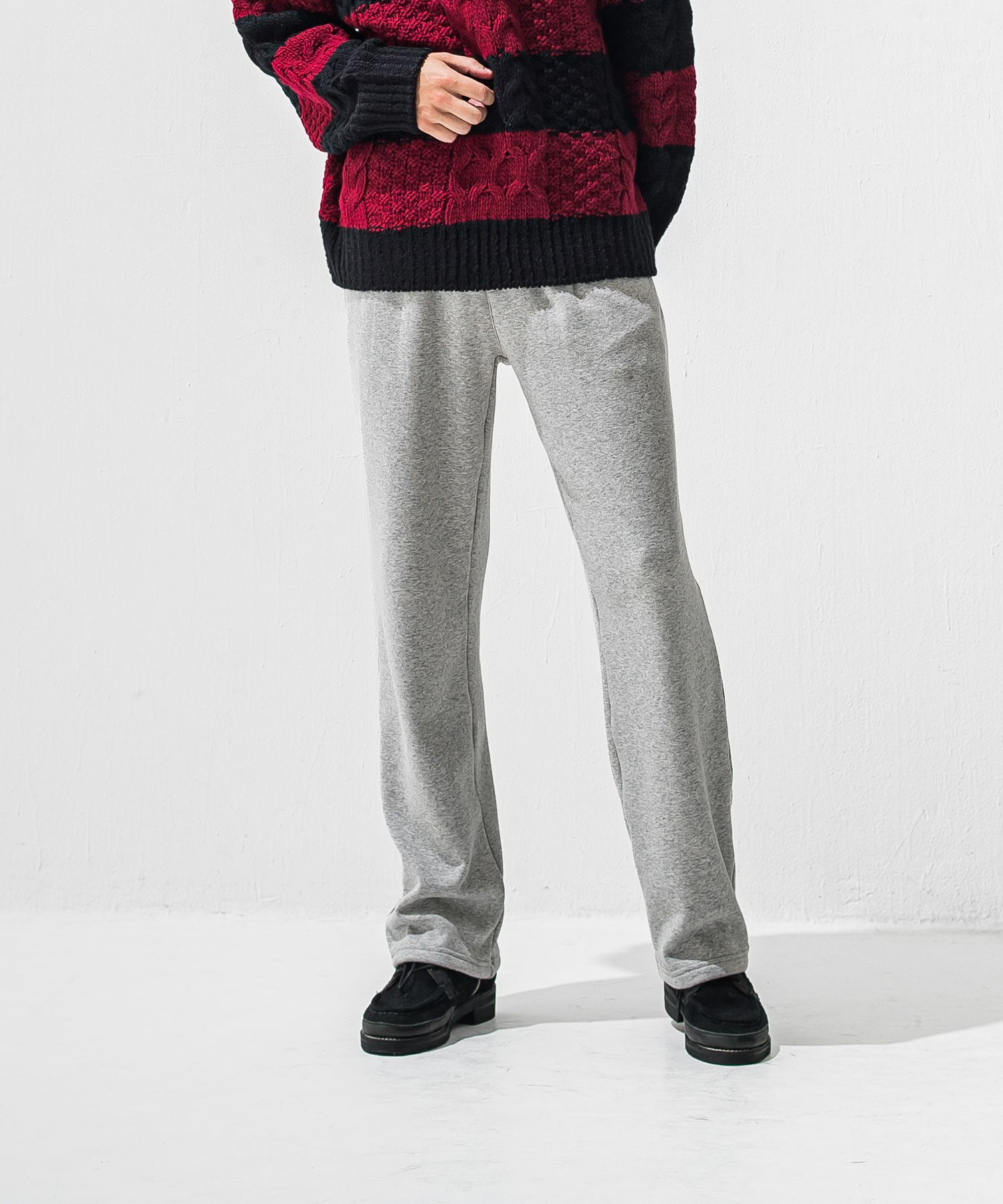 VELOURS FLEECE WIDE TUCK PANTS / RC42-ST-016HWT / 裏起毛セミワイドタックパンツ / グレー (11月中旬入荷予定)