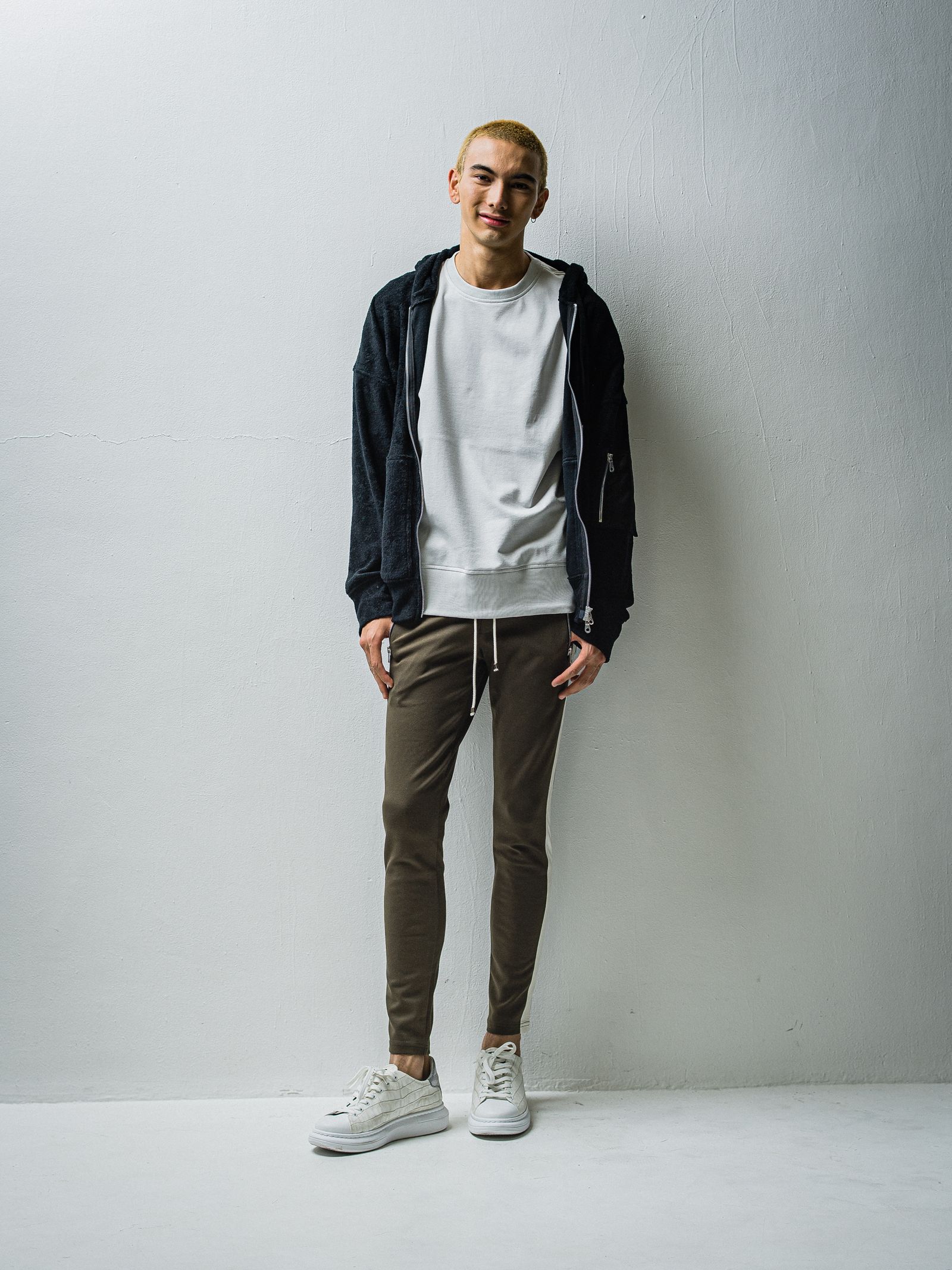 WEST PILE ZIP LOOSE HOODIE / RC27-C-008 / パイルジップパーカー / ブラック