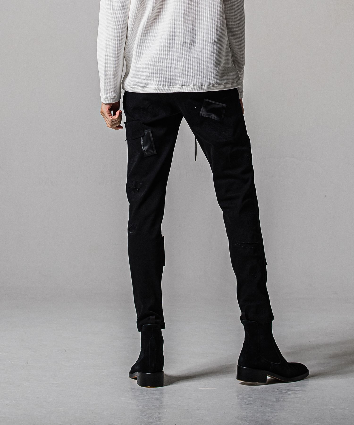MICK DENIM JERSEY / BASIC-ST-020 / デニムジャージテーパードパンツ / ブラックリメイク (2月中旬入荷予定)