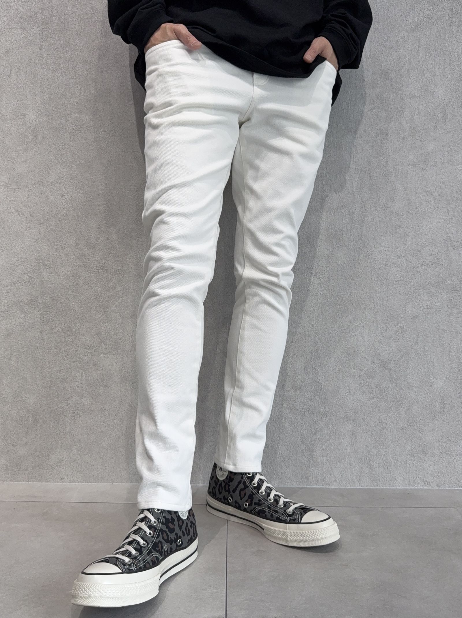 MICK DENIM JERSEY / BASIC-ST-020 / デニムジャージテーパードパンツ / ホワイト