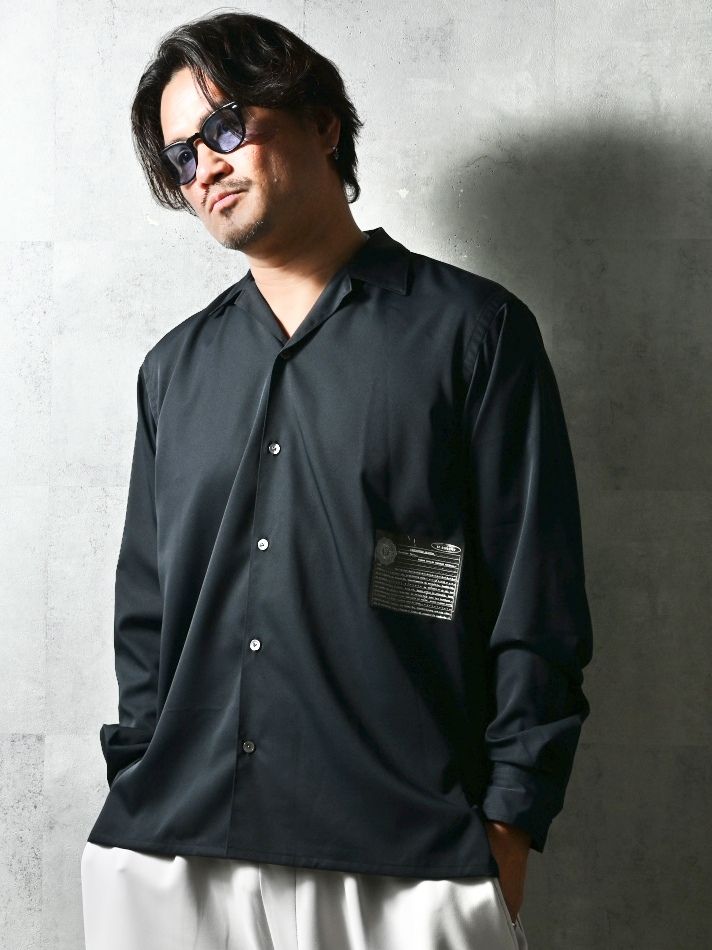 WILL SHIRTS / DP1-SH-001 / ウィルプリントオープンカラーシャツ / ブラック (3月中旬入荷予定)