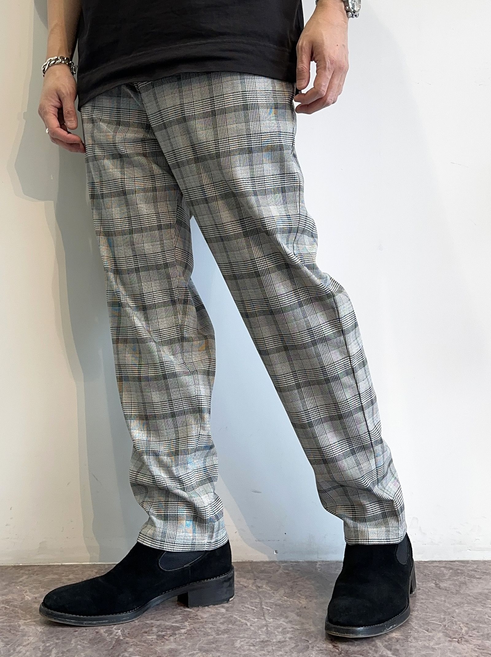 PAT WIDE EASY PANTS / RC31-ST-036 / ベルト付きテーパードワイドパンツ / グレンチェック - 1(S)