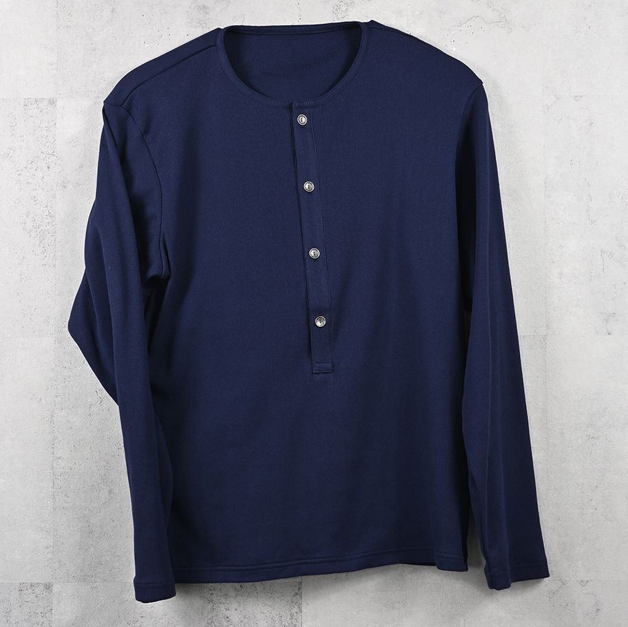 RIB HENRY LONGSLEEVE / RC41-T-005 / リブヘンリーネック長袖Tシャツ / ネイビー (7月中旬入荷予定)