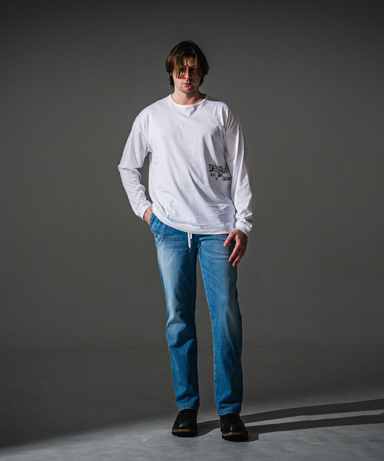 UK OVER LONGSLEEVE TEE / RC41-T-002 / オーバーサイズ長袖ロゴプリントTシャツ / ホワイト (7月中旬入荷予定)