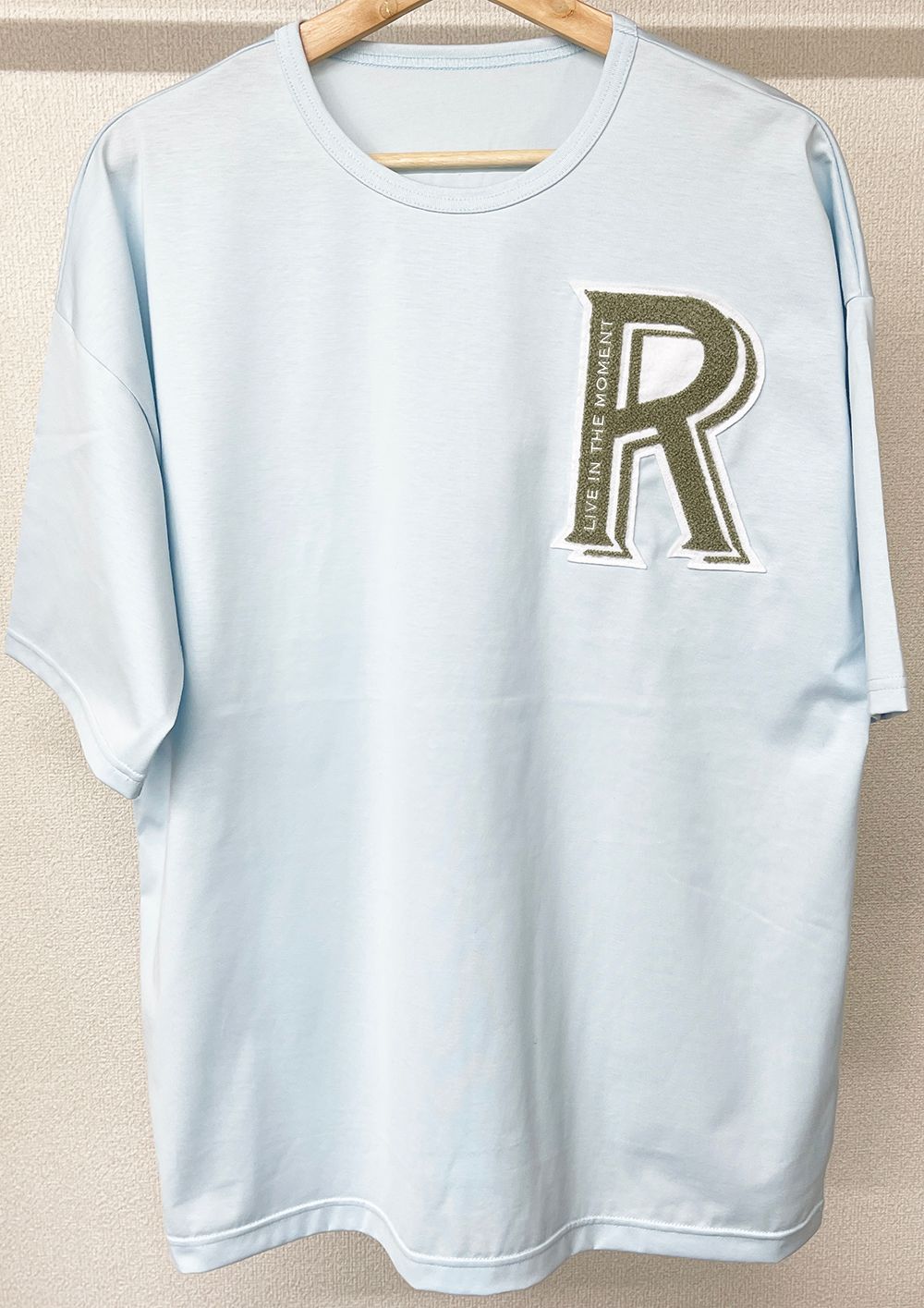 R CHENILLE LOOSE TEE / RC27-T-004 / 刺繍ワッペンビッグTシャツ / サックス※