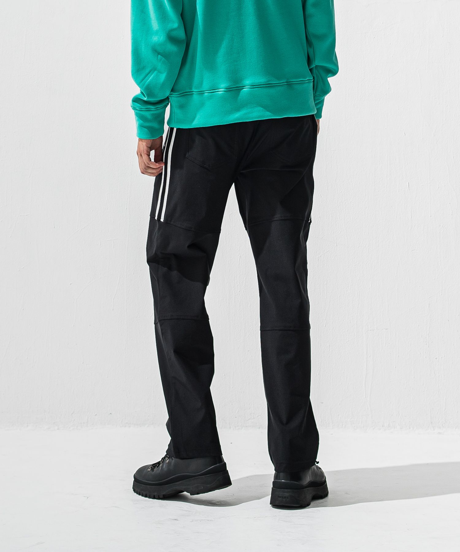 JOHNSON LINE HEAT WIDE TUCK PANTS / RC42-ST-009HWT / 裏起毛ジョンソンラインワイドタックパンツ / ブラック×ホワイト (10月下旬入荷予定)