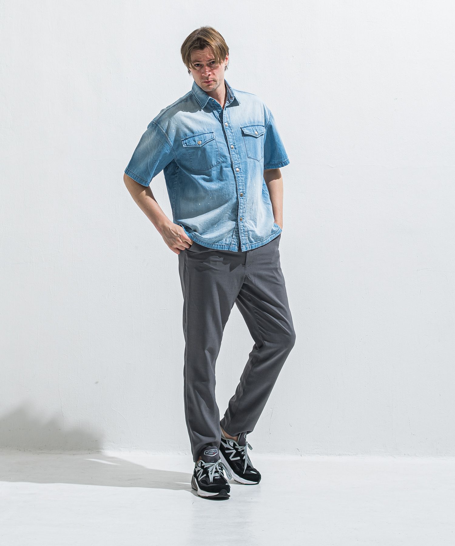 PAT WIDE EASY PANTS / RC40-ST-036BN / ワイドテーパードパンツ / ツイルグレー (4月中旬入荷予定)