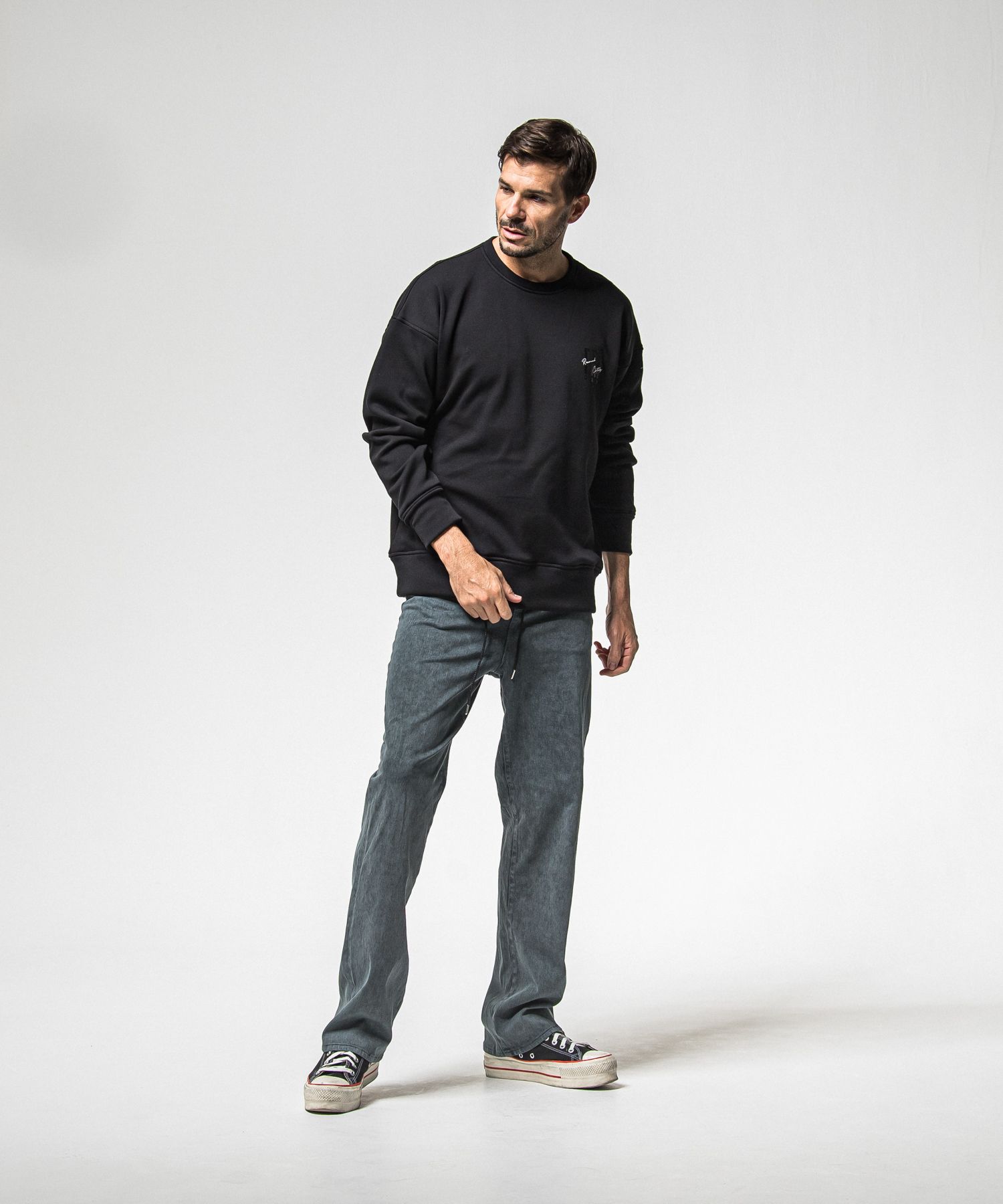 【FRIDAYコラボ】 FRIDAY STANDARD LOGO VELOURS FLEECE TRAINER / RCF1-C-004 / 裏起毛FRIDAYスタンダードロゴトレーナー / ブラック (11月上旬入荷予定)