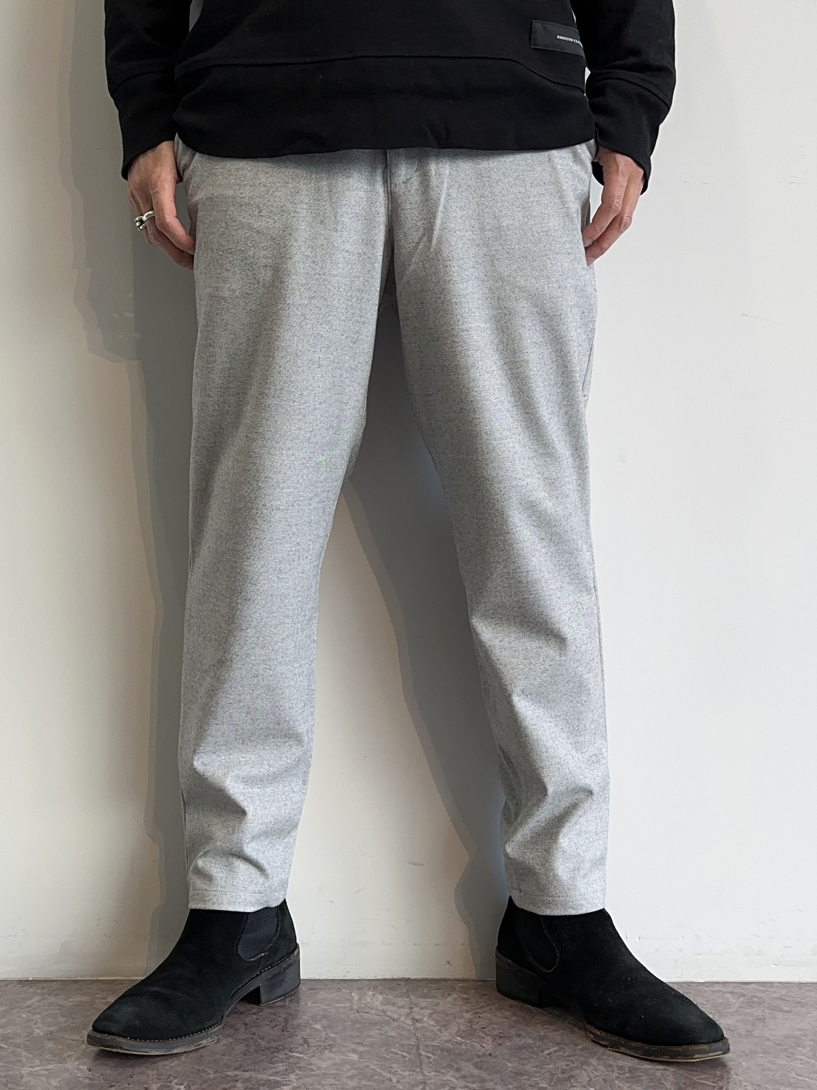 PAT WIDE EASY PANTS / RC30-ST-036 / ベルト付きテーパードワイドパンツ / グレーウール