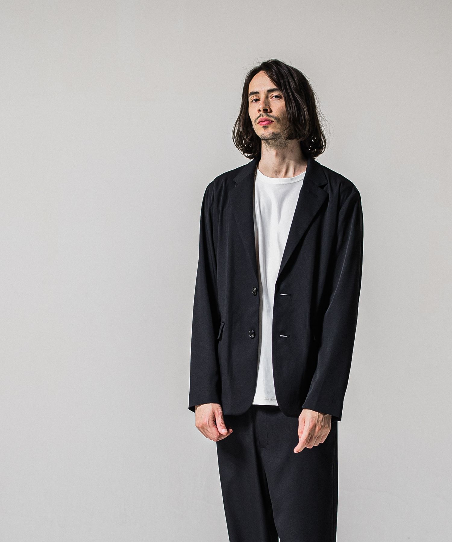 GARY LOOSE JACKET / RC39-JK-001 / サテンルーズテーラードジャケット / ブラック (2月下旬入荷予定)