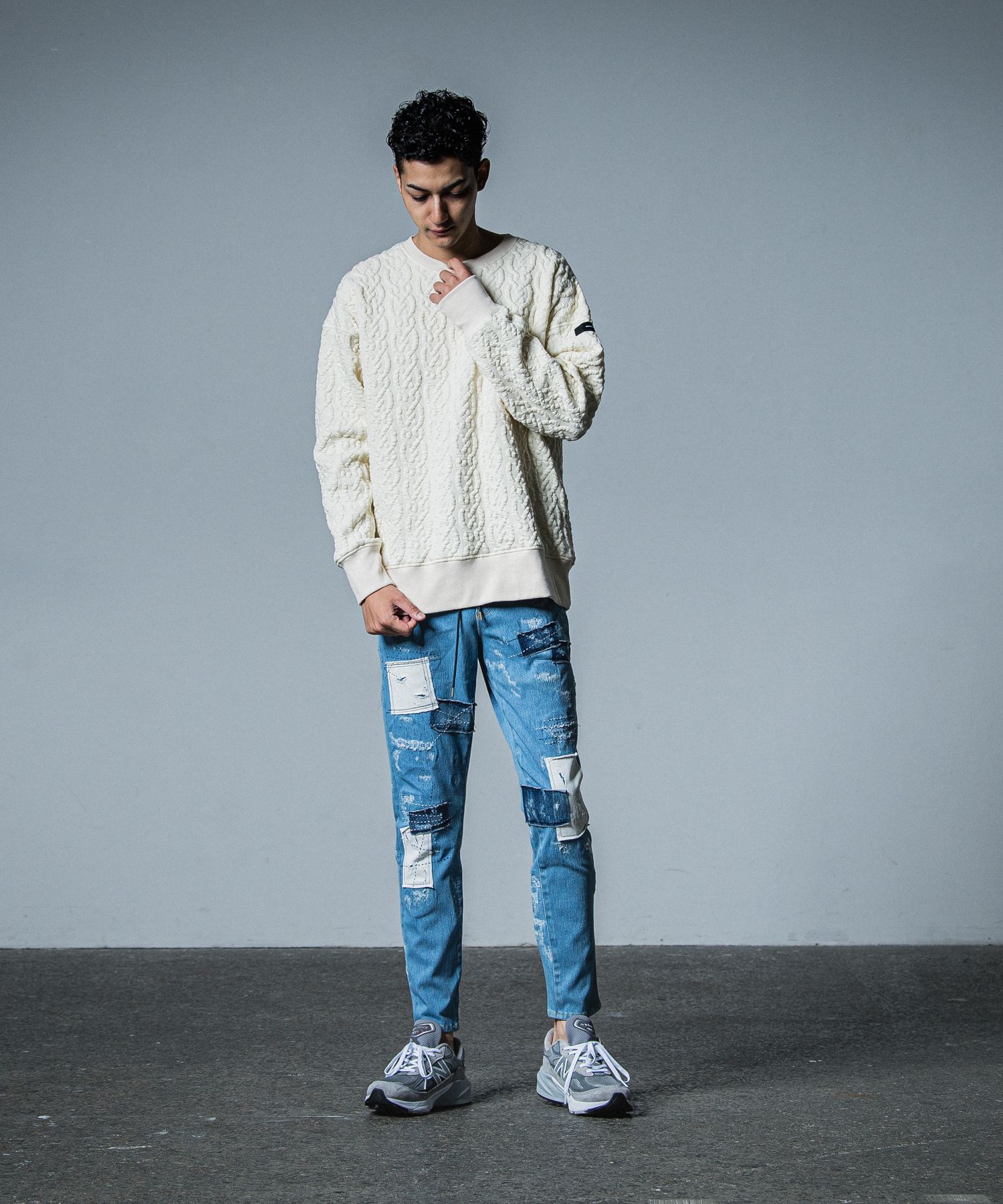 MICK DENIM JERSEY / RC33-ST-020 / デニムジャージテーパードパンツ / ライトインディゴリメイク