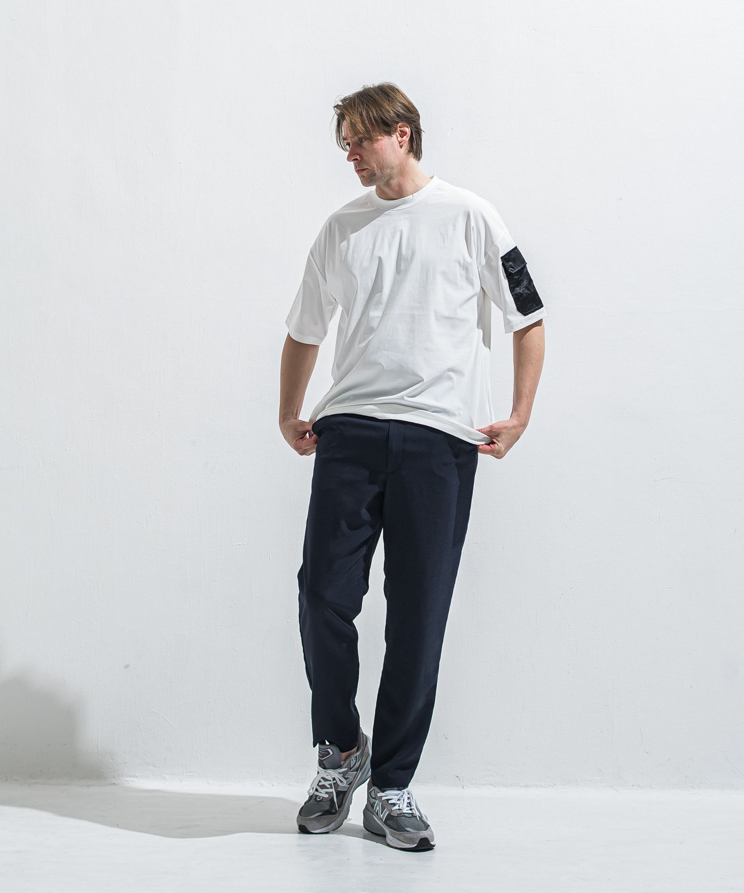 MILITARY NYLON OVER TEE / RC40-T-008 / ナイロンポケットビッグTシャツ / ホワイト (6月上旬入荷予定)