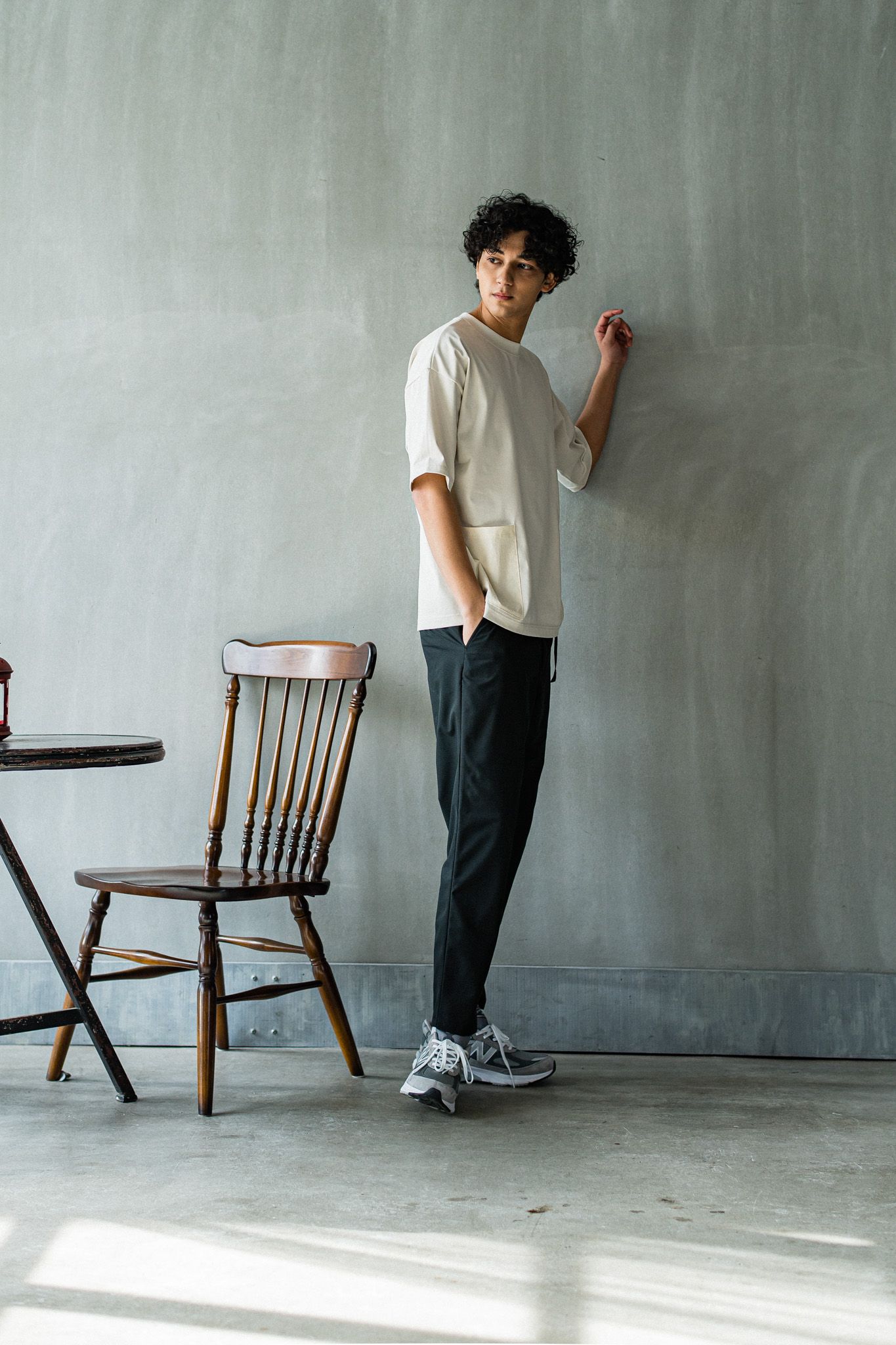 PAT WIDE EASY PANTS / RC32-ST-036 / ベルト付きテーパードワイドパンツ / ブラック