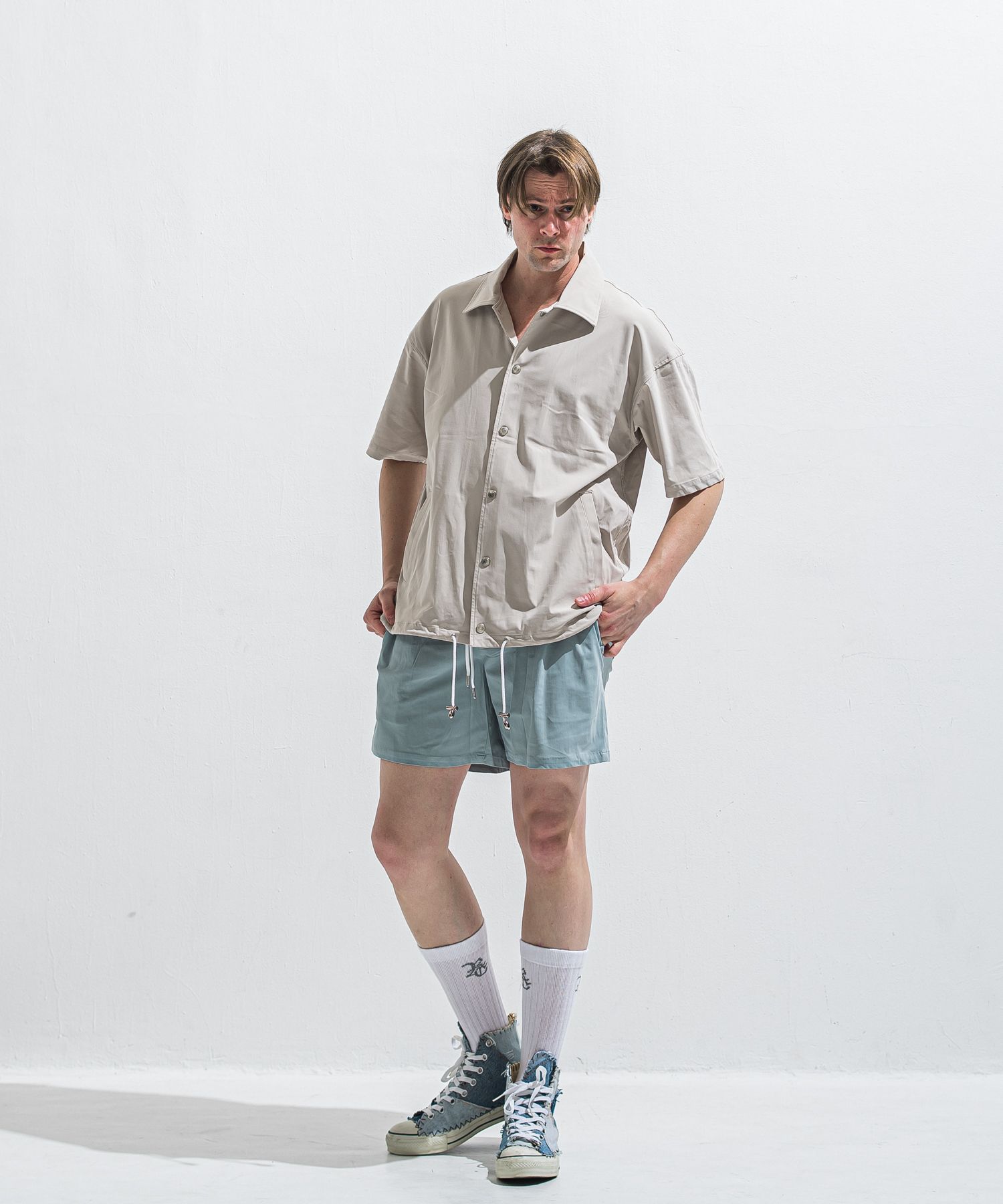 TV NYLON SHORTS / RC40-HP-004 / リラックスナイロンショーツ / アクア (6月上旬入荷予定)