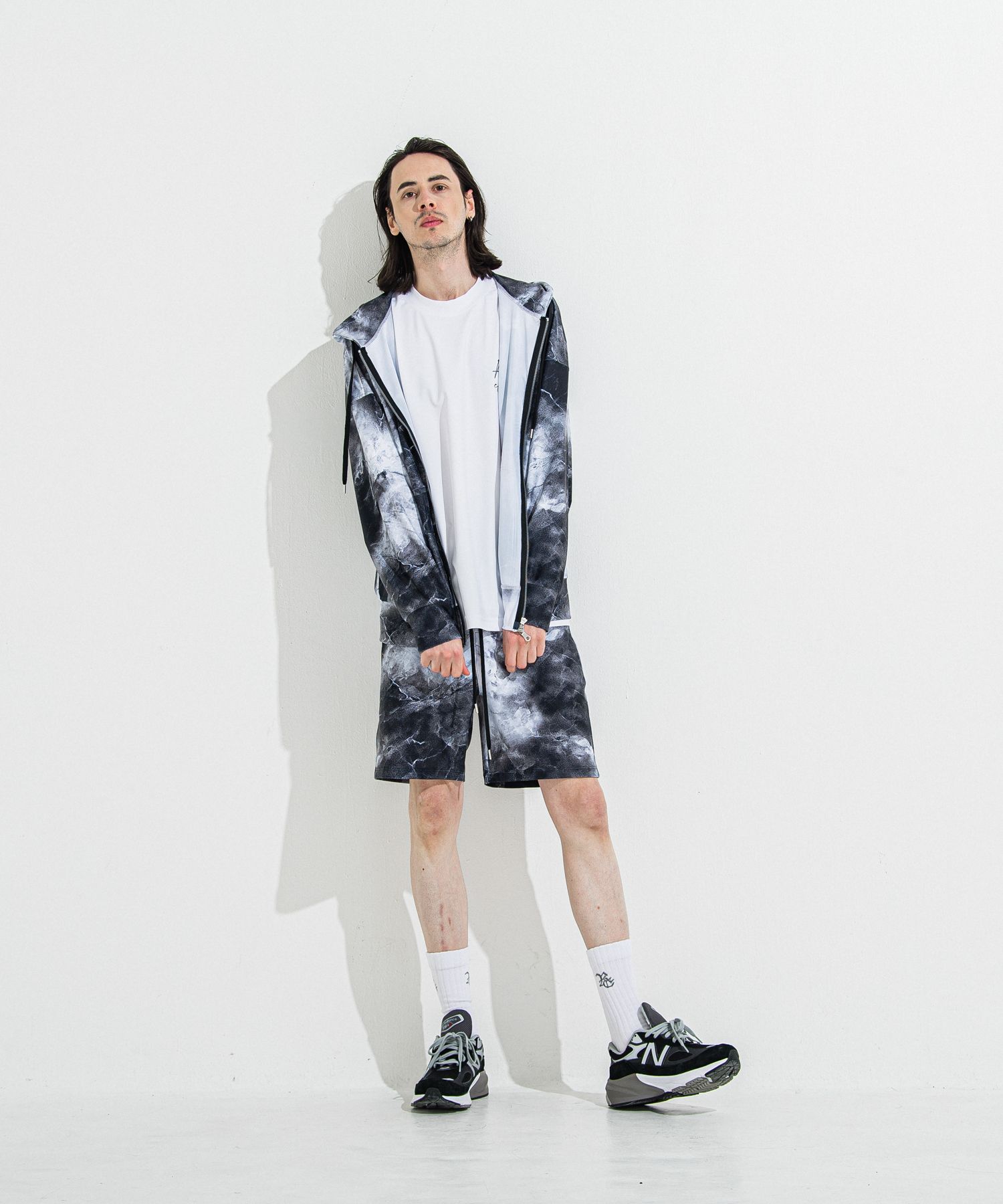 RUSH OVER ZIPUP HOODIE / RC36-C-001 / ラッシュガードパーカー / マーブルブラック
