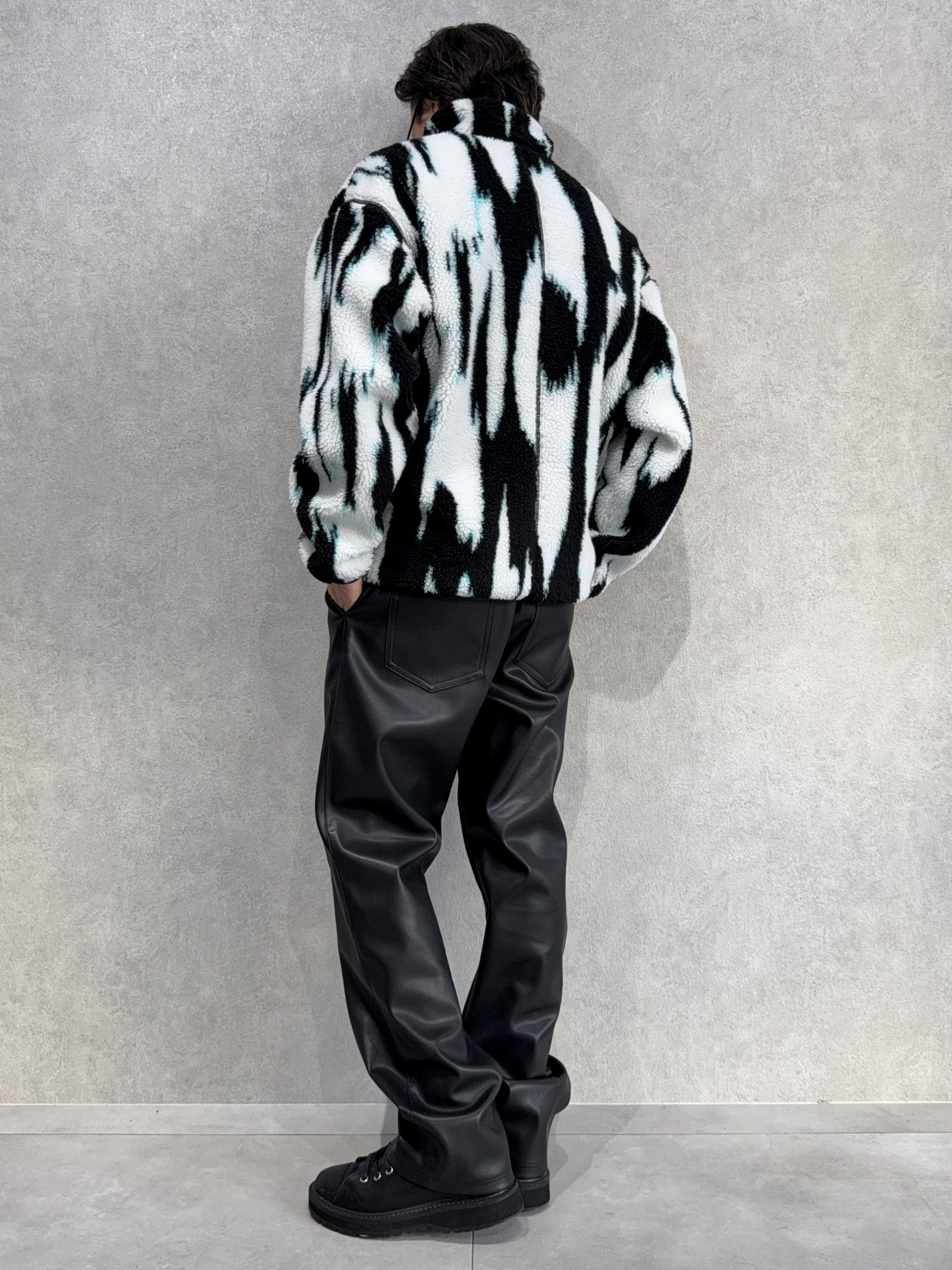 ジャカードシェルパジャケット / ボアジャケット / 4RD219G / UB1(ブラック×ホワイト×サックスブルー)