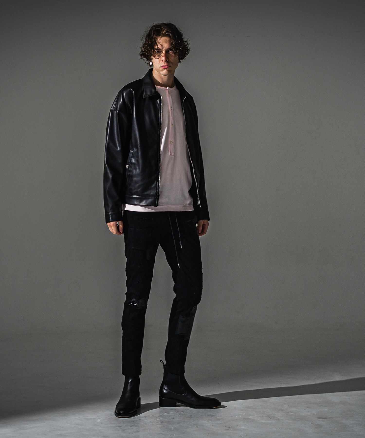 OVER HENRY LONGSLEEVE / RC41-T-004 / オーバーサイズヘンリーネック長袖Tシャツ / ピンク (7月中旬入荷予定)