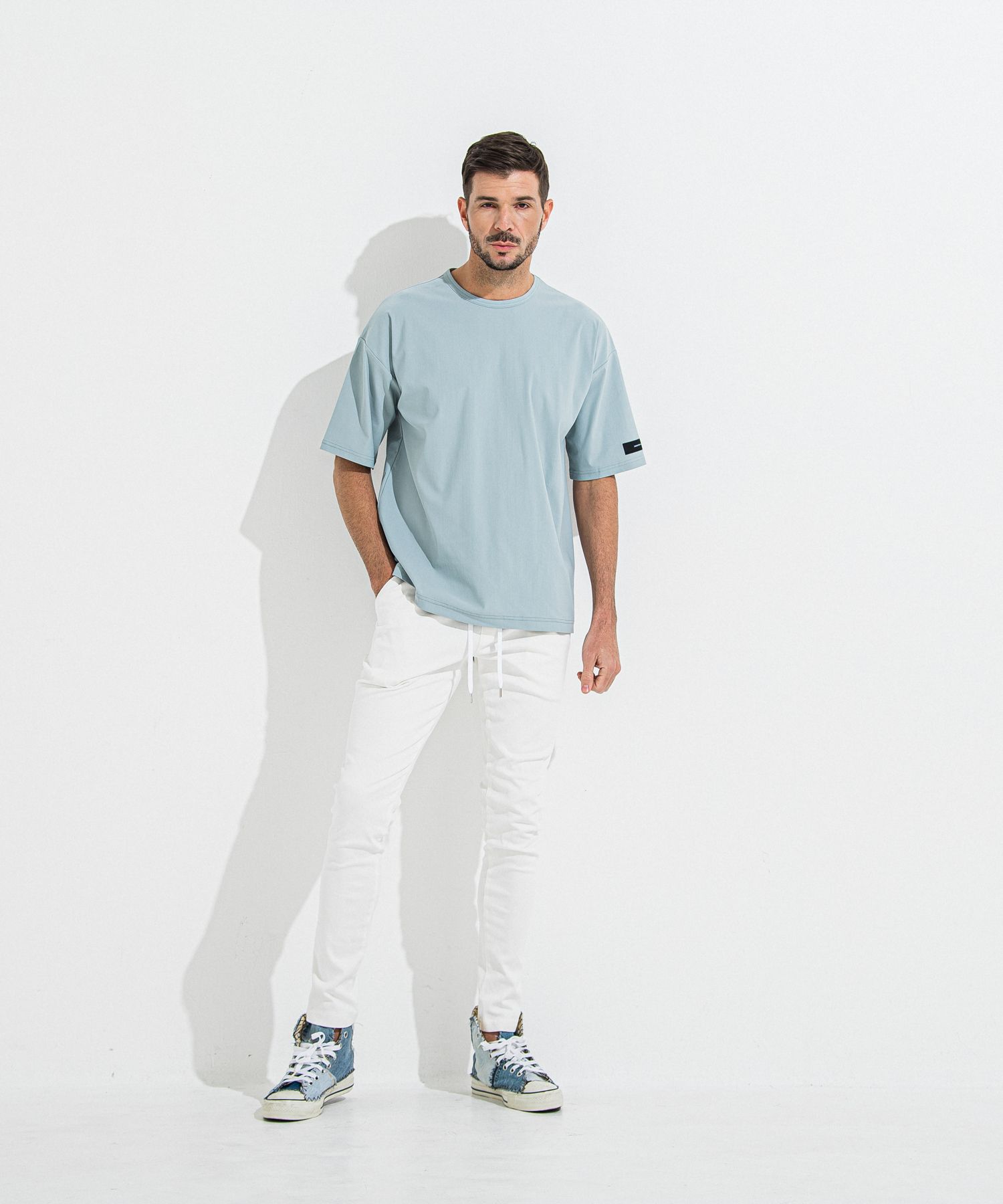 DENIM JERSEY CHRIS EASY TUCK PT / RC36-ST-016TD / ライトオンスデニムジャージイージータックパンツ / ホワイト