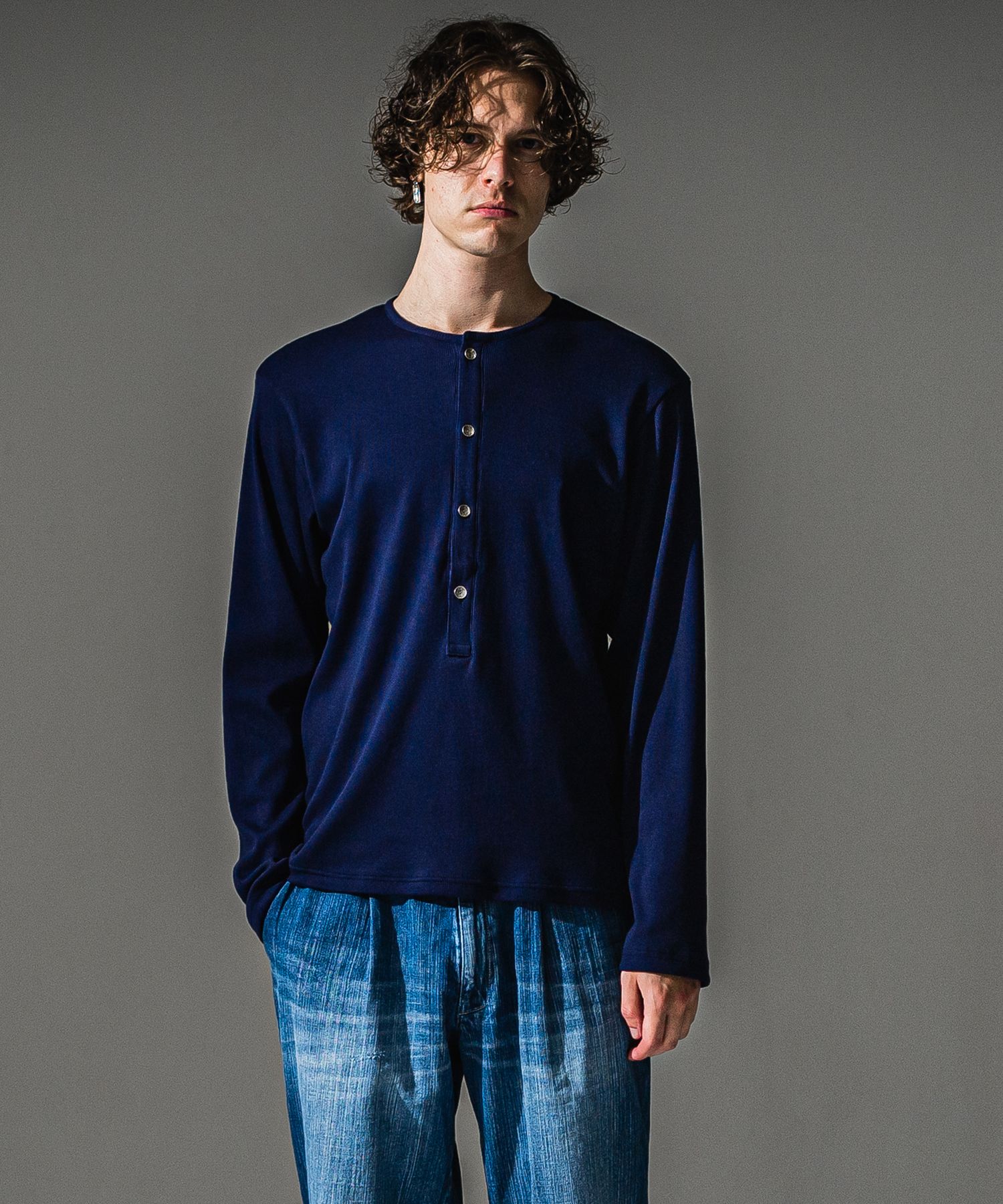 RIB HENRY LONGSLEEVE / RC41-T-005 / リブヘンリーネック長袖Tシャツ / ネイビー (7月中旬入荷予定)