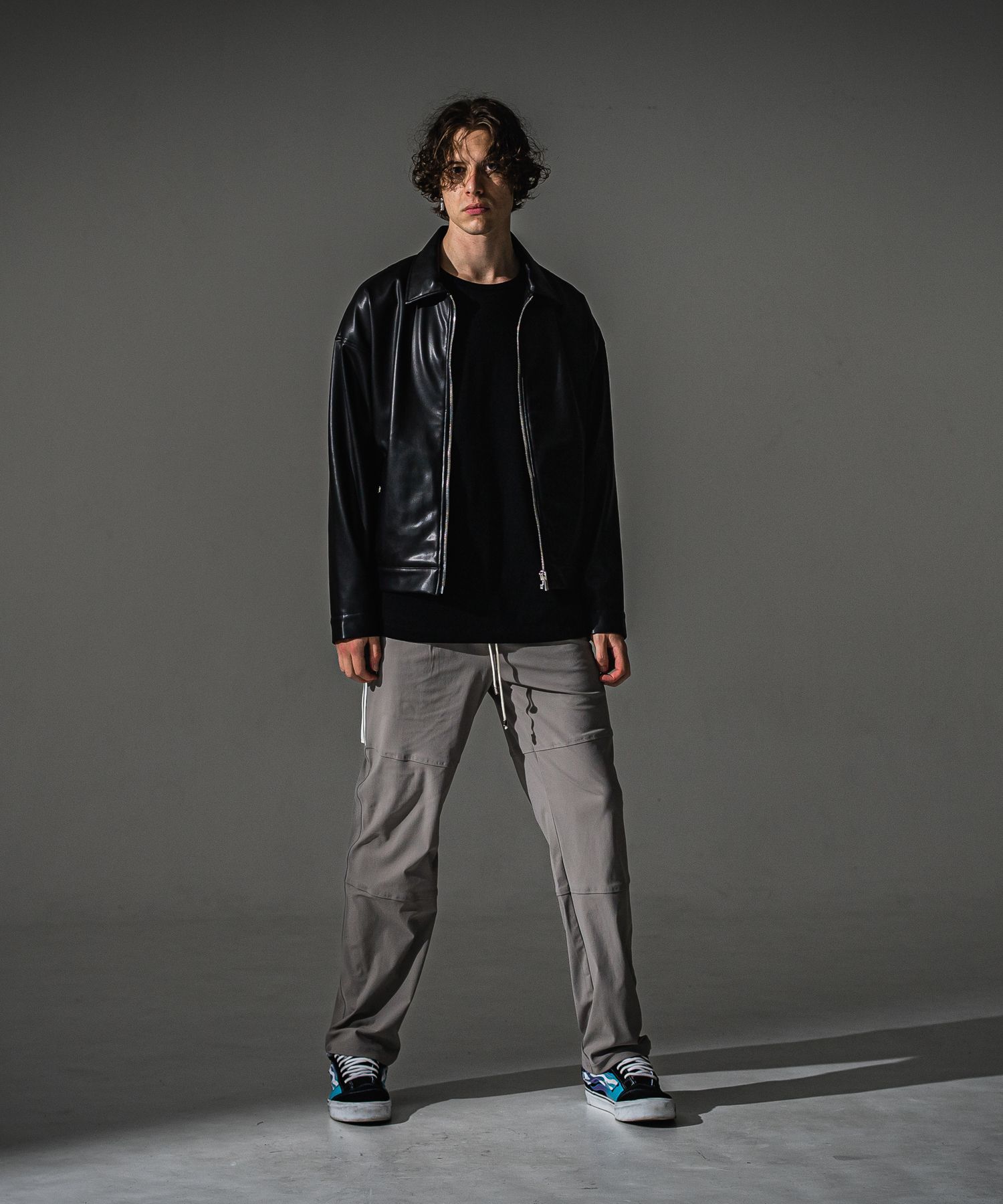 JOHNSON LINE WIDE PT / BASIC-ST-009WT / ジョンソンラインセミワイドタックパンツ / グレー×ホワイト (7月下旬入荷予定)