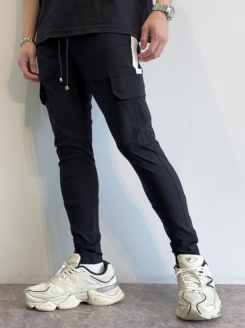 DARRELL CARGO PT / BASIC-ST-010 / ナイロン ラインカーゴパンツ / ブラック (2月下旬入荷予定)