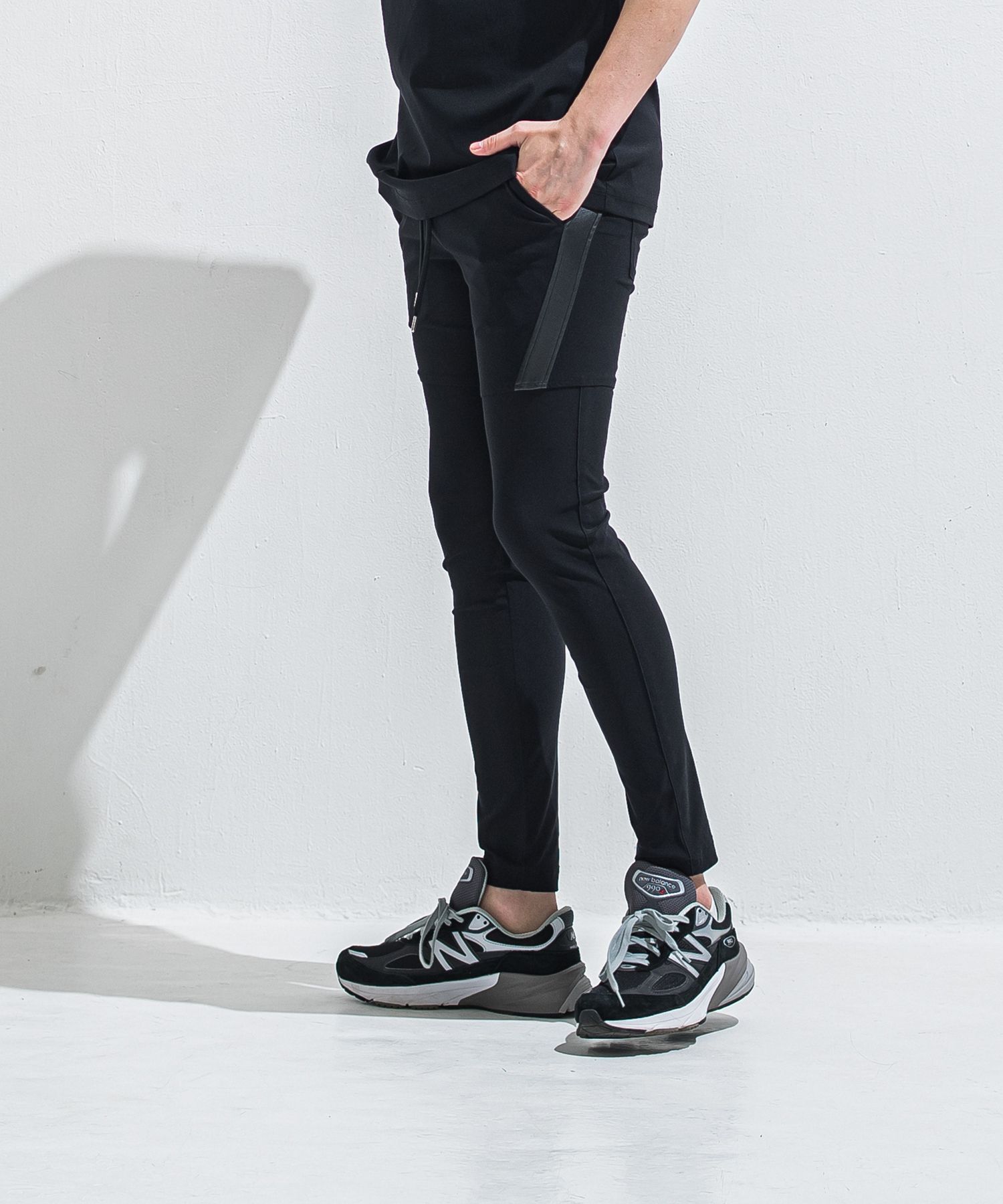 TYLER NYLON PANTS / RC40-ST-026 / レザーラインナイロンパンツ / ブラック (5月中旬入荷予定)