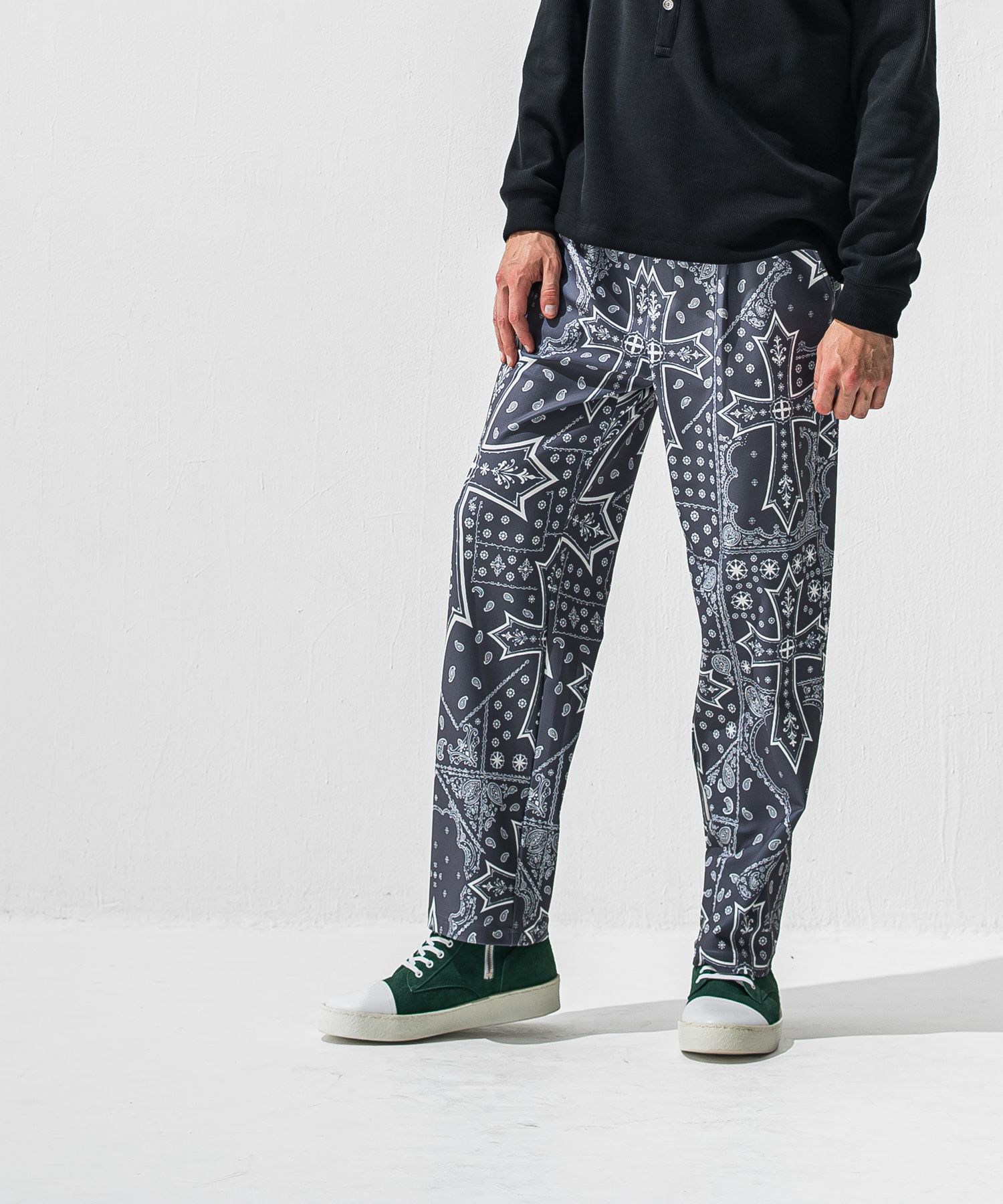 CHRIS EASY WIDE TUCK PANTS / RC42-ST-016WT / セミワイドタックパンツ / クロスグレー (1月上旬入荷予定)