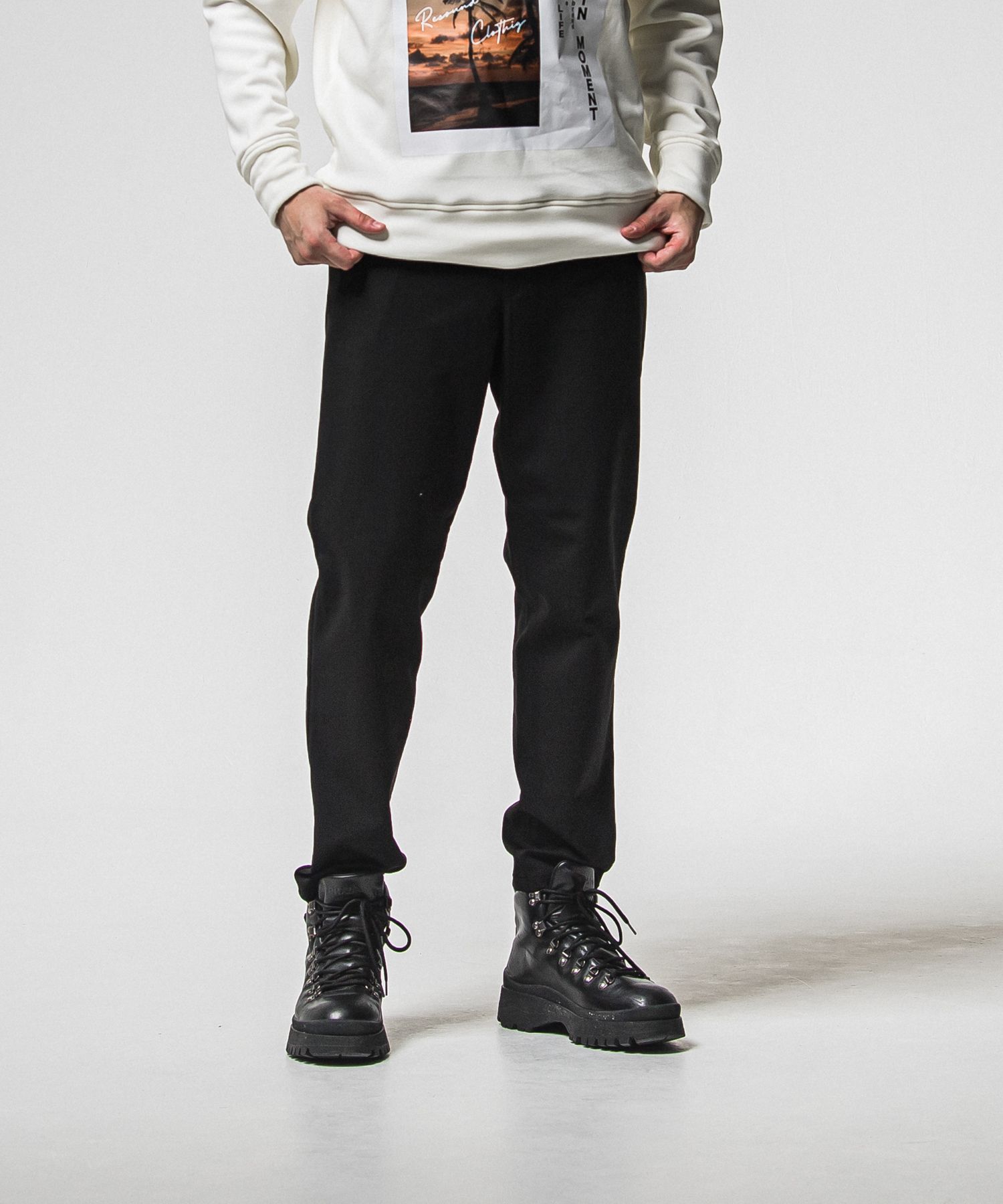 PAT WIDE EASY PANTS / RC38-ST-036BN / ワイドテーパードパンツ / ブラック (1月上旬入荷予定)